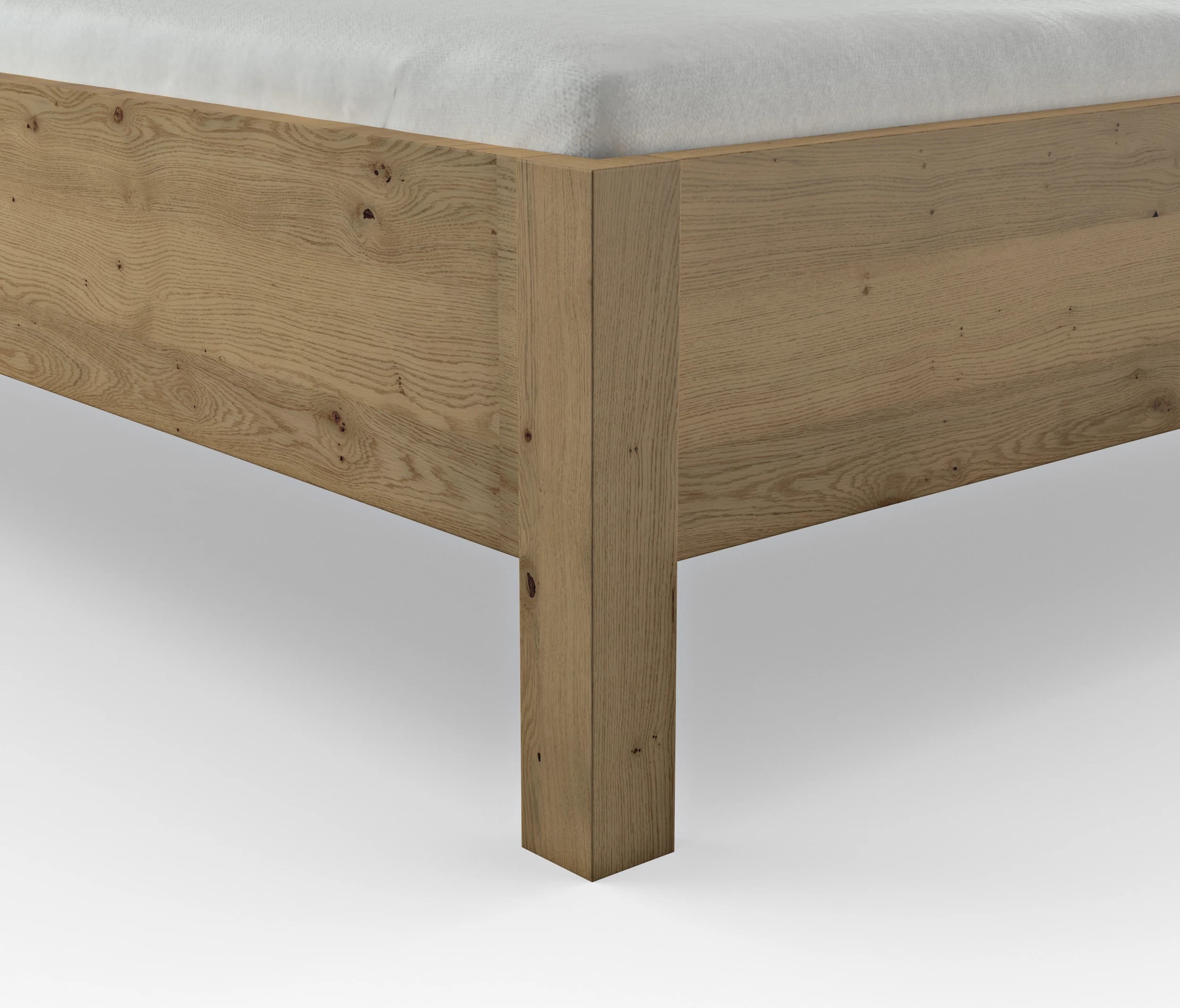 Bett Viana - Liegefläche ca. 200x200 cm, Balkeneiche furniert, Kunstleder Anthrazit