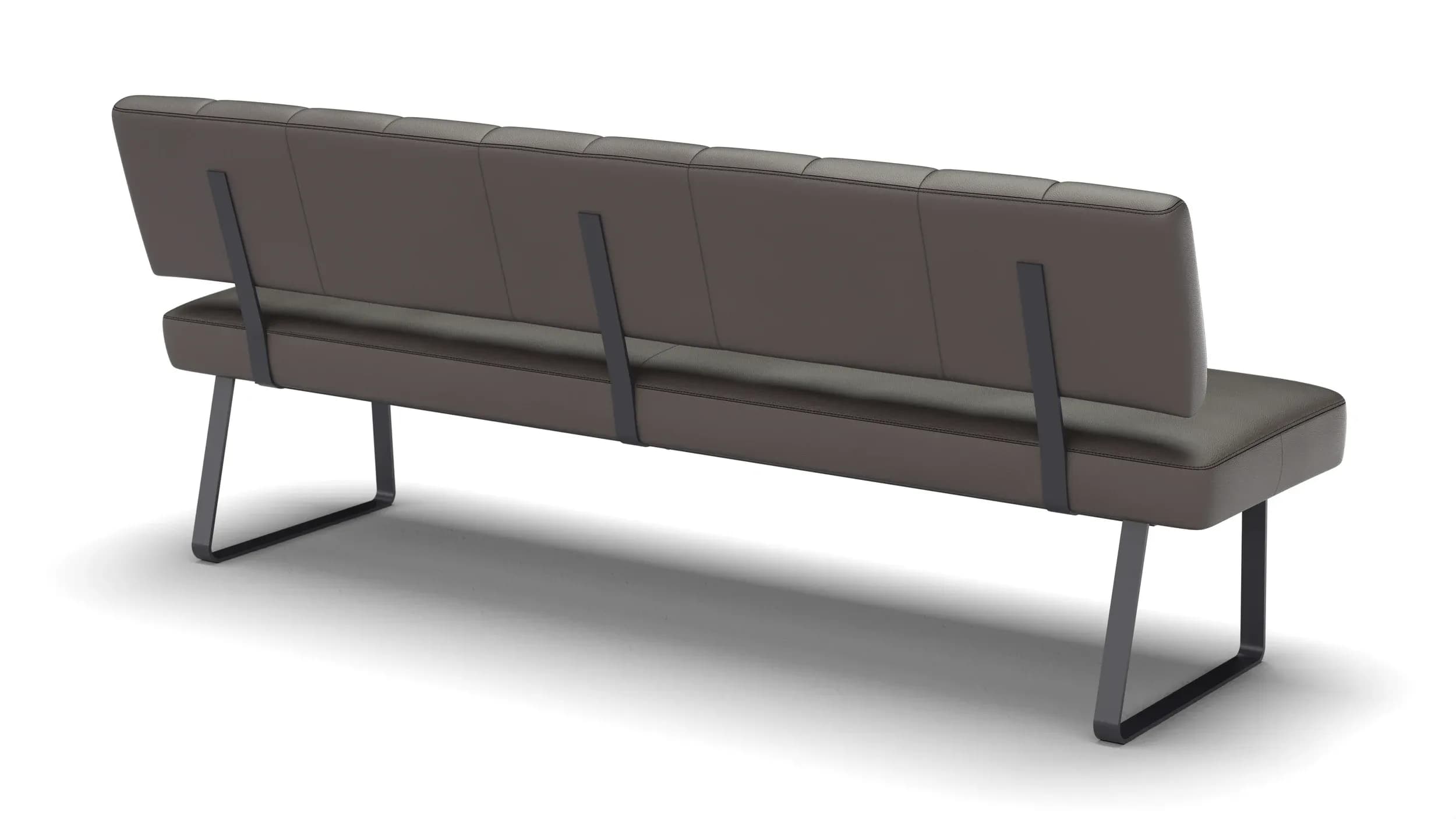 Polsterbank Carmelo - Breite ca. 203 cm, Leder, Steingrau