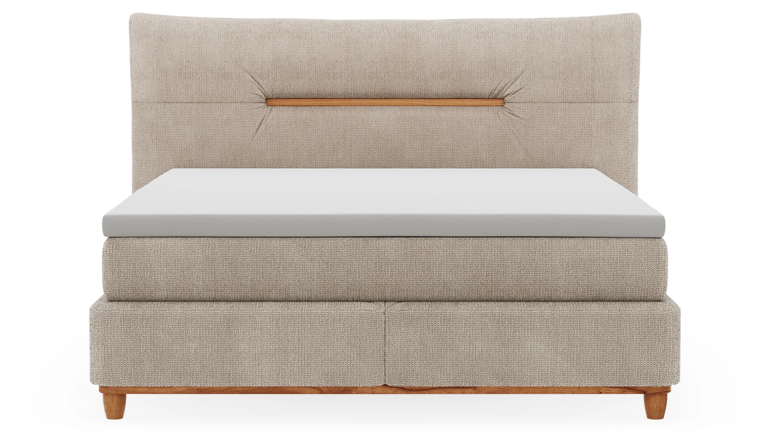 Boxspringbett Alpin - Liegefläche ca. 160x200cm, Stoff, Graubeige