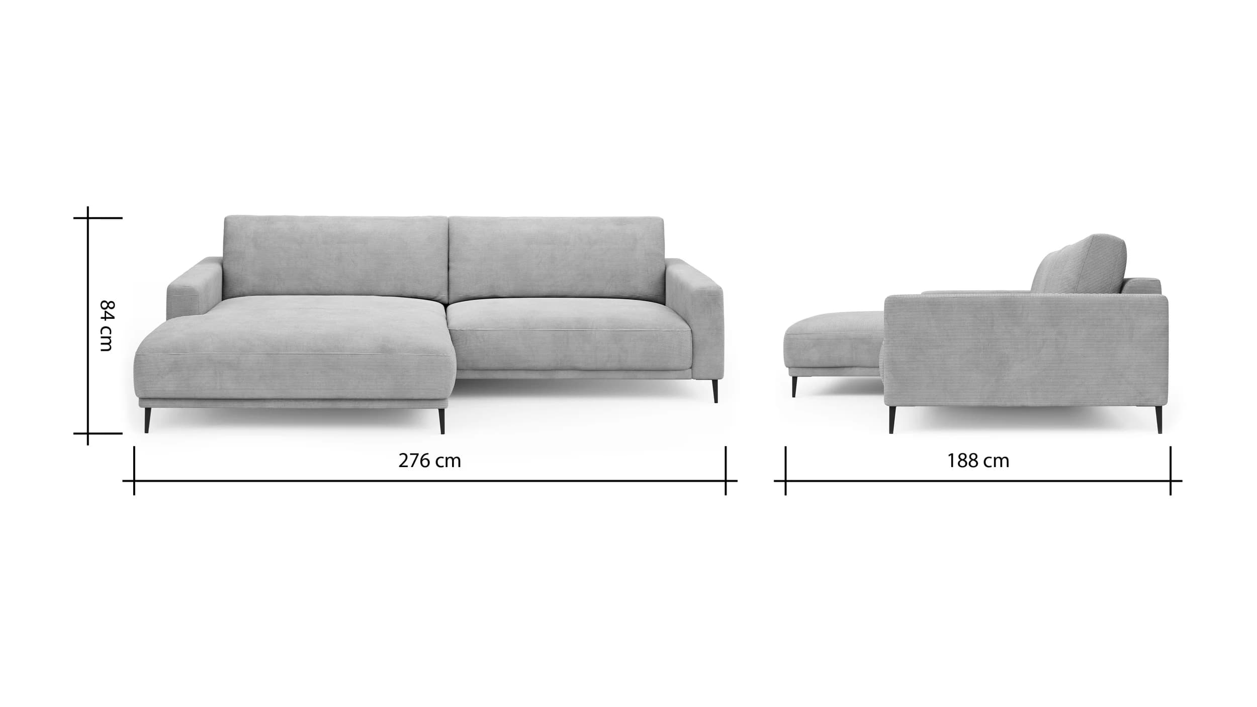 Ecksofa Solero 2.0 - Longchair groß mit 1,5-Sitzer rechts, Stoff, Sand