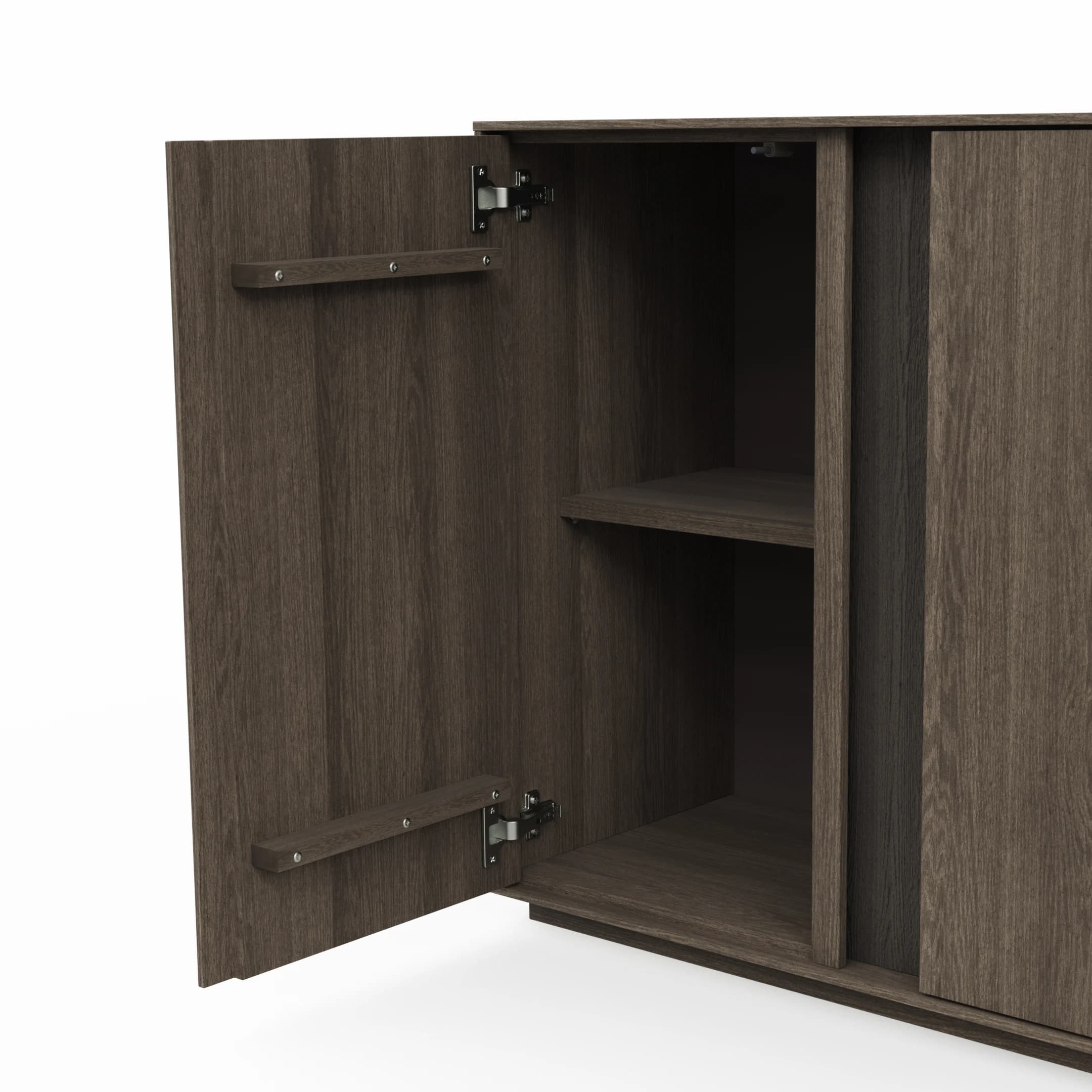 Sideboard Saratoga - mit Klapptüren, Buche massiv, silbergrau geölt