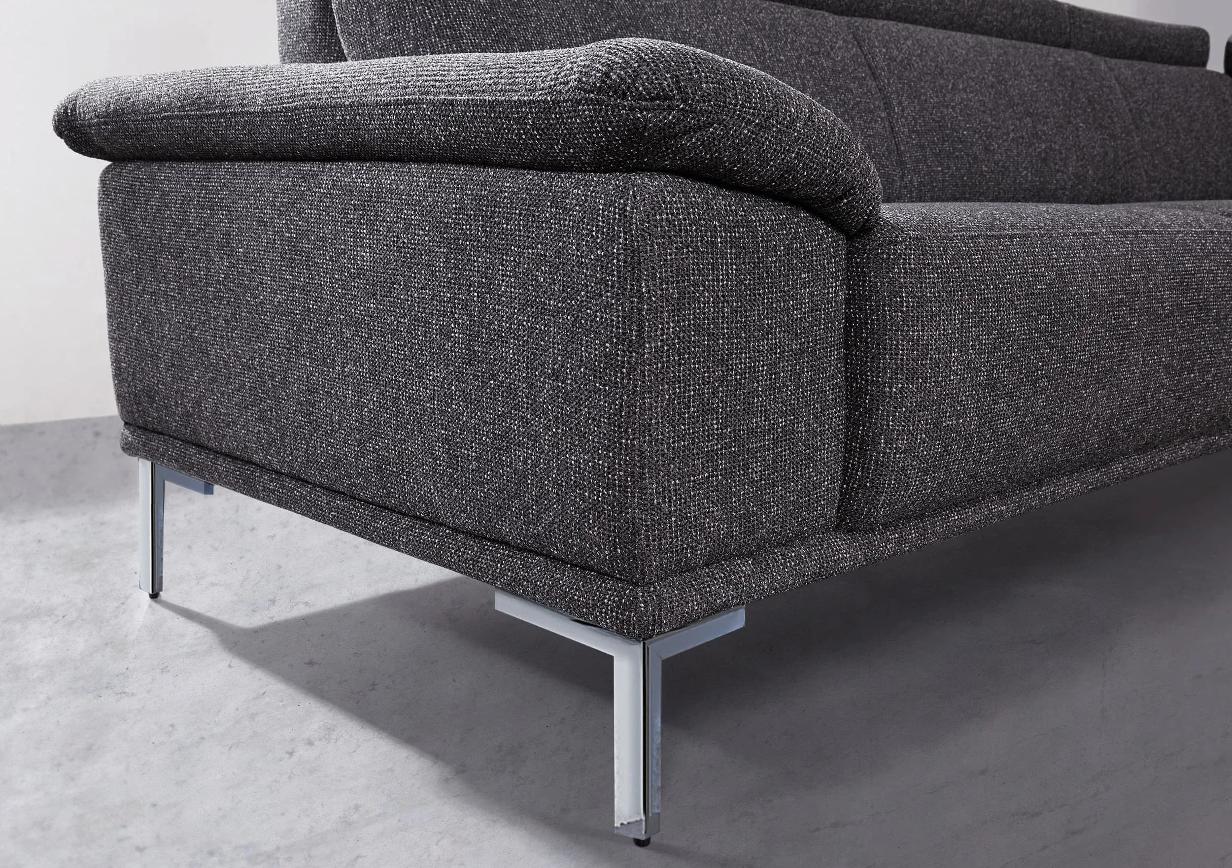 Ecksofa - 2-Sitzer mit Ecke rechts, Stoff, Anthrazit