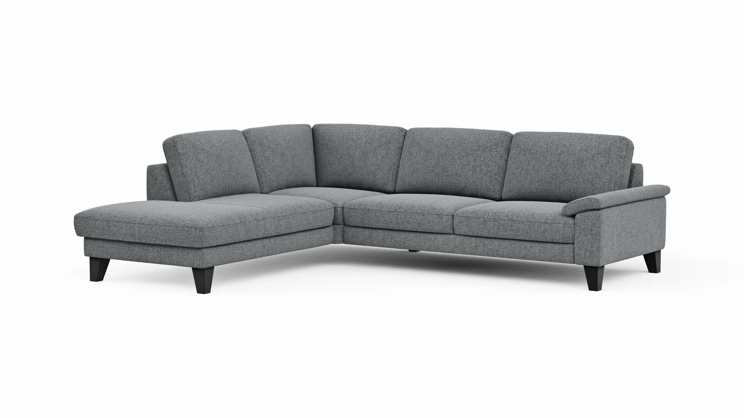 Ecksofa Oviedo - Ecke links mit 2,5-Sitzer inkl. Drehsitz, Stoff, Grau