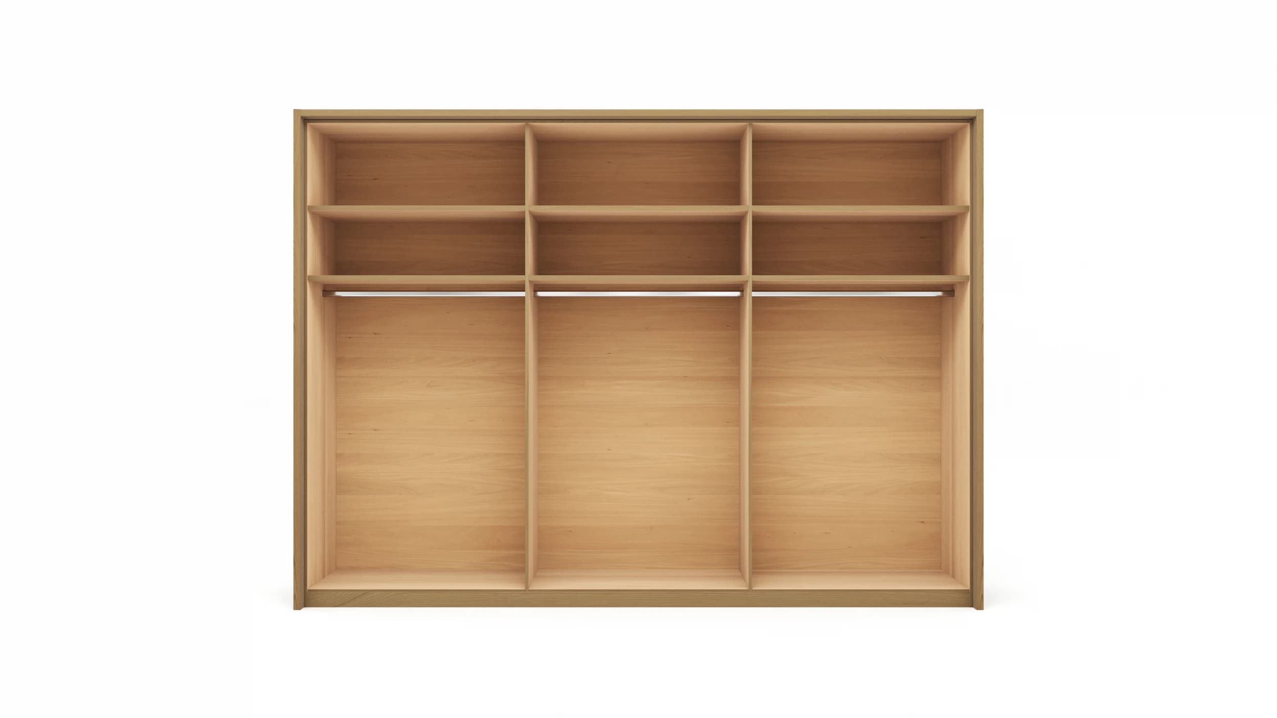 Drehtürenschrank Lenoso - B. ca. 306 cm, Eiche massiv, Glas, Champagner