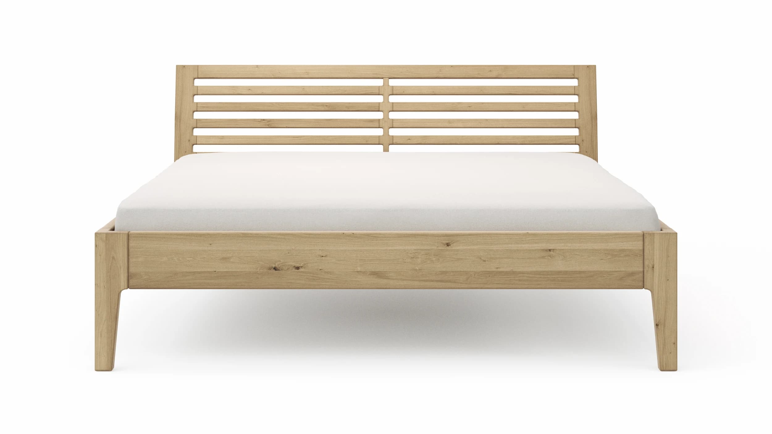 Bettgestell 1660 - Liegefläche ca. 180x200 cm, Wildeiche massiv, bianco geölt