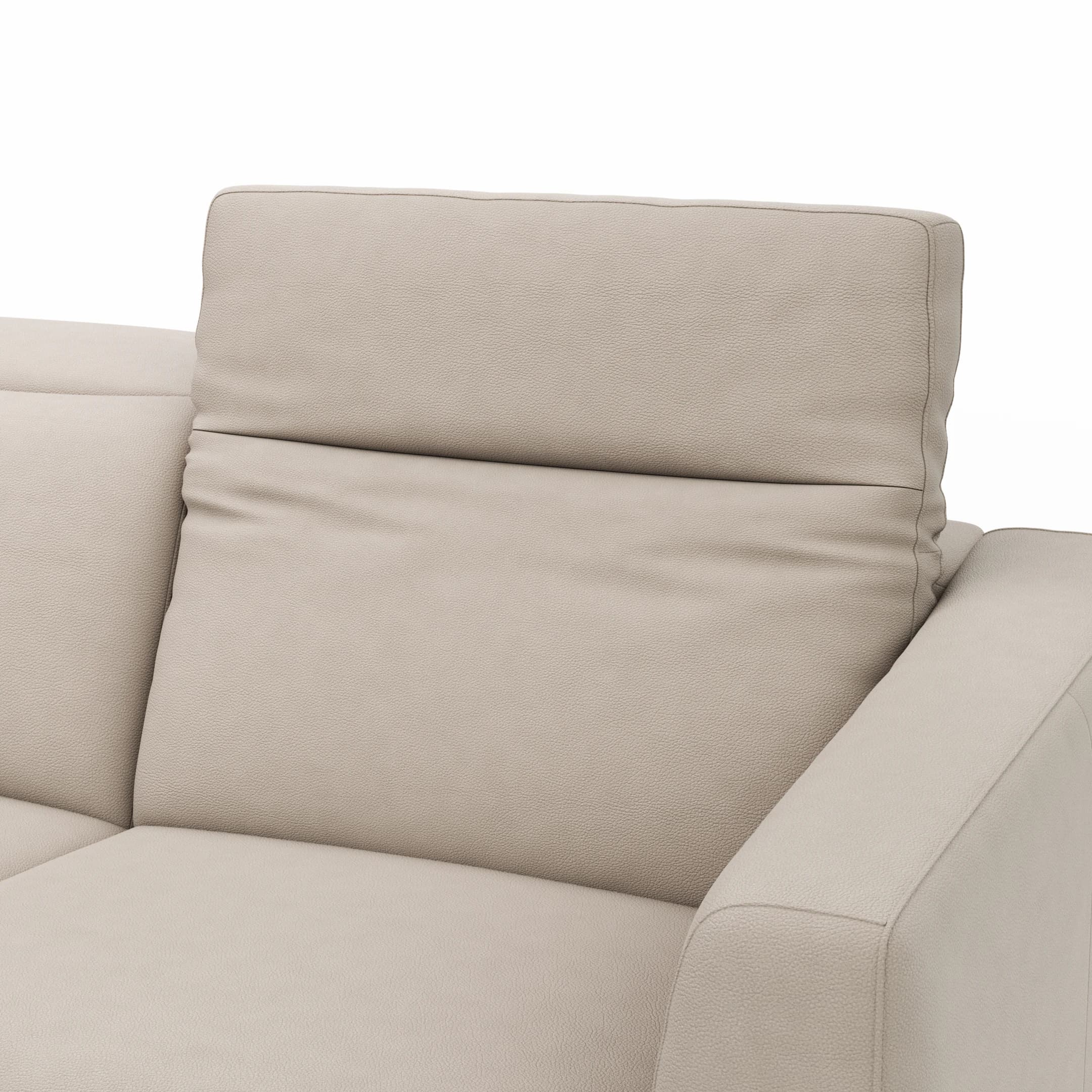 Ecksofa Rafaela 2.0 - Longchair mit 2,5-Sitzer rechts inkl. Kopfteilverstellung, Leder, Champagner