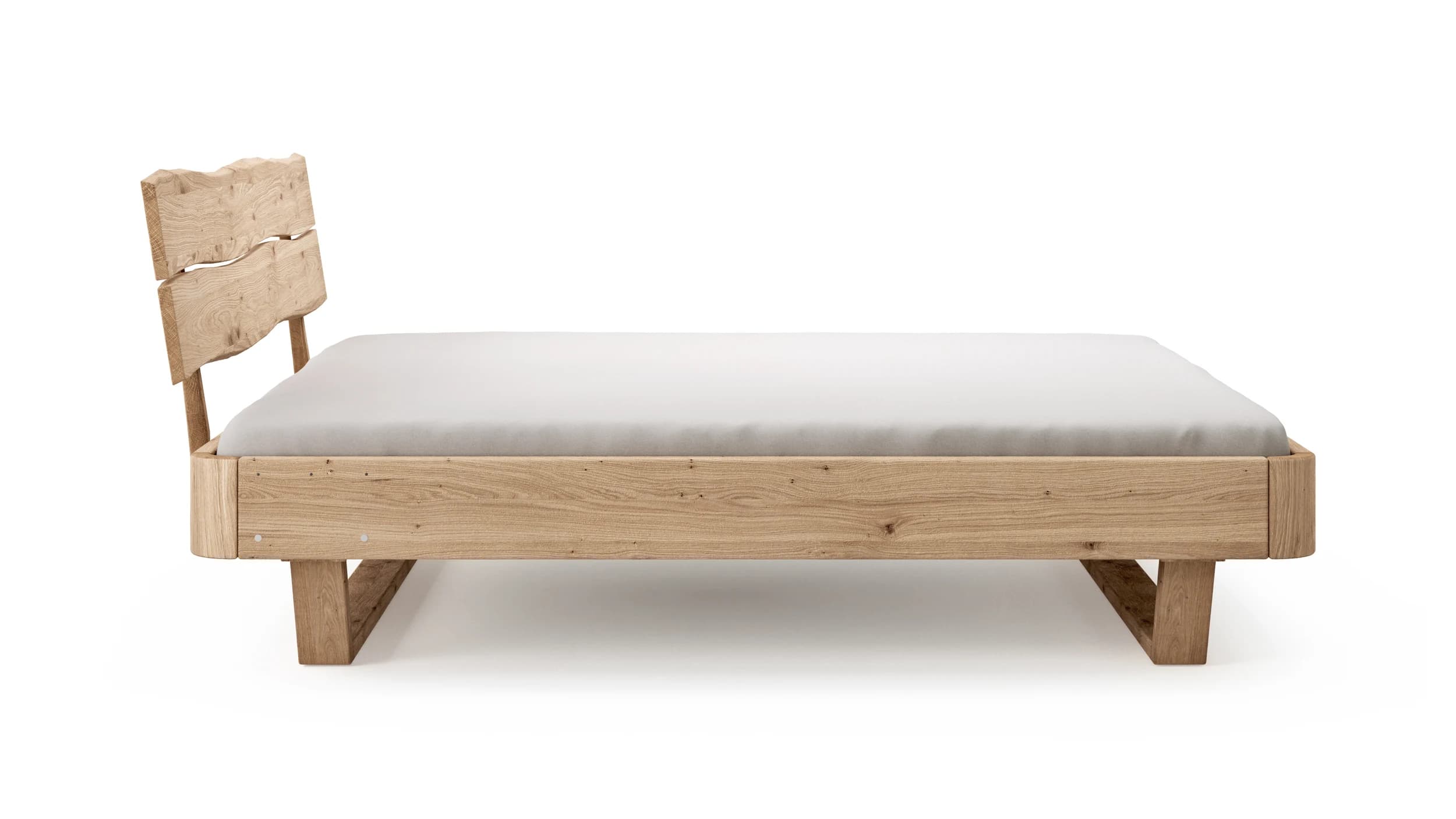 Bettgestell 1660 - Liegefläche ca. 200x200 cm, Wildeiche bianco, sandgestrahlt