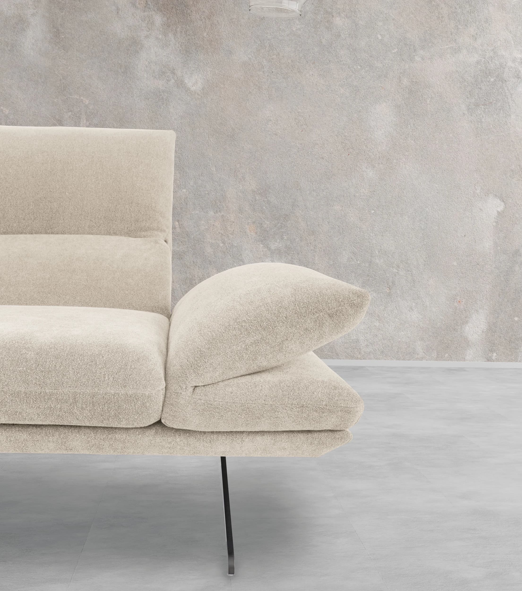 Ecksofa - Longchair links mit 2,5-Sitzer, Kopfteil/Armlehne verstellbar, Stoff,Graubeige