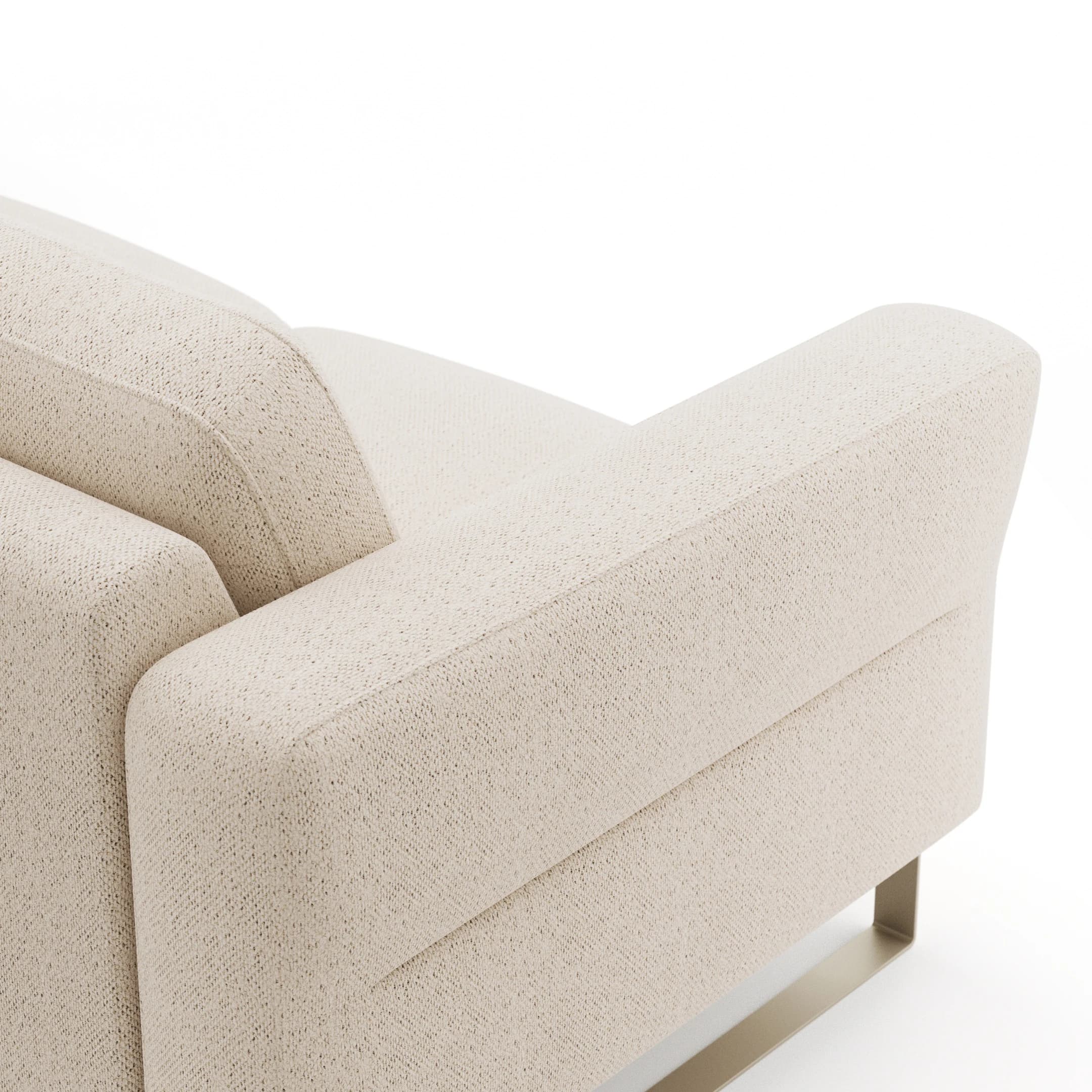 Ecksofa Leona - 2,5-Sitzer mit Ecke rechts, Stoff, Creme