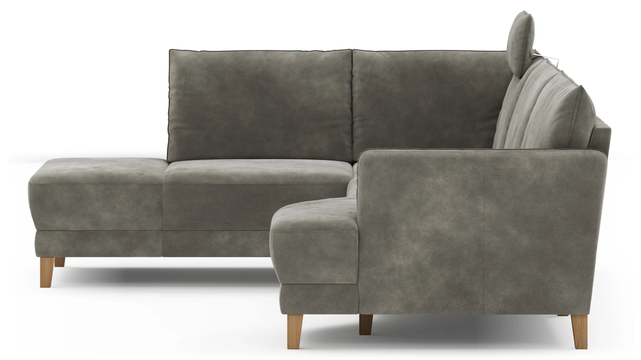 Sofa Stamford - inkl. Armlehne verstellbar und Kopfstütze, Ecksofa 2-sitzig und Abschlusshocker links mit 3,5-Sitzer, Bogen rechts, Stoff, Anthrazit
