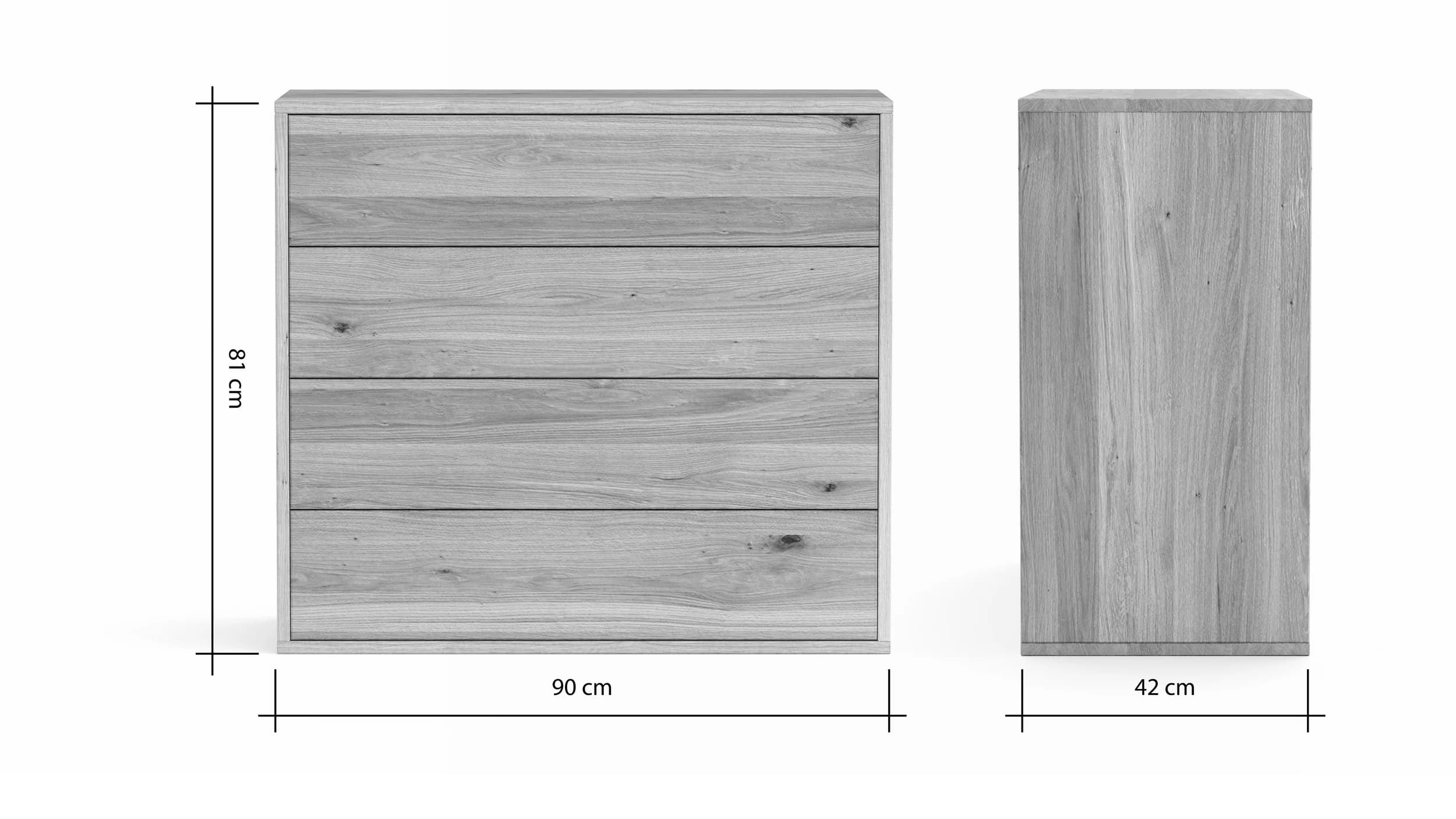 Sideboard Williston - Wildeiche geölt, Schubkastenfront sandgestrahlt