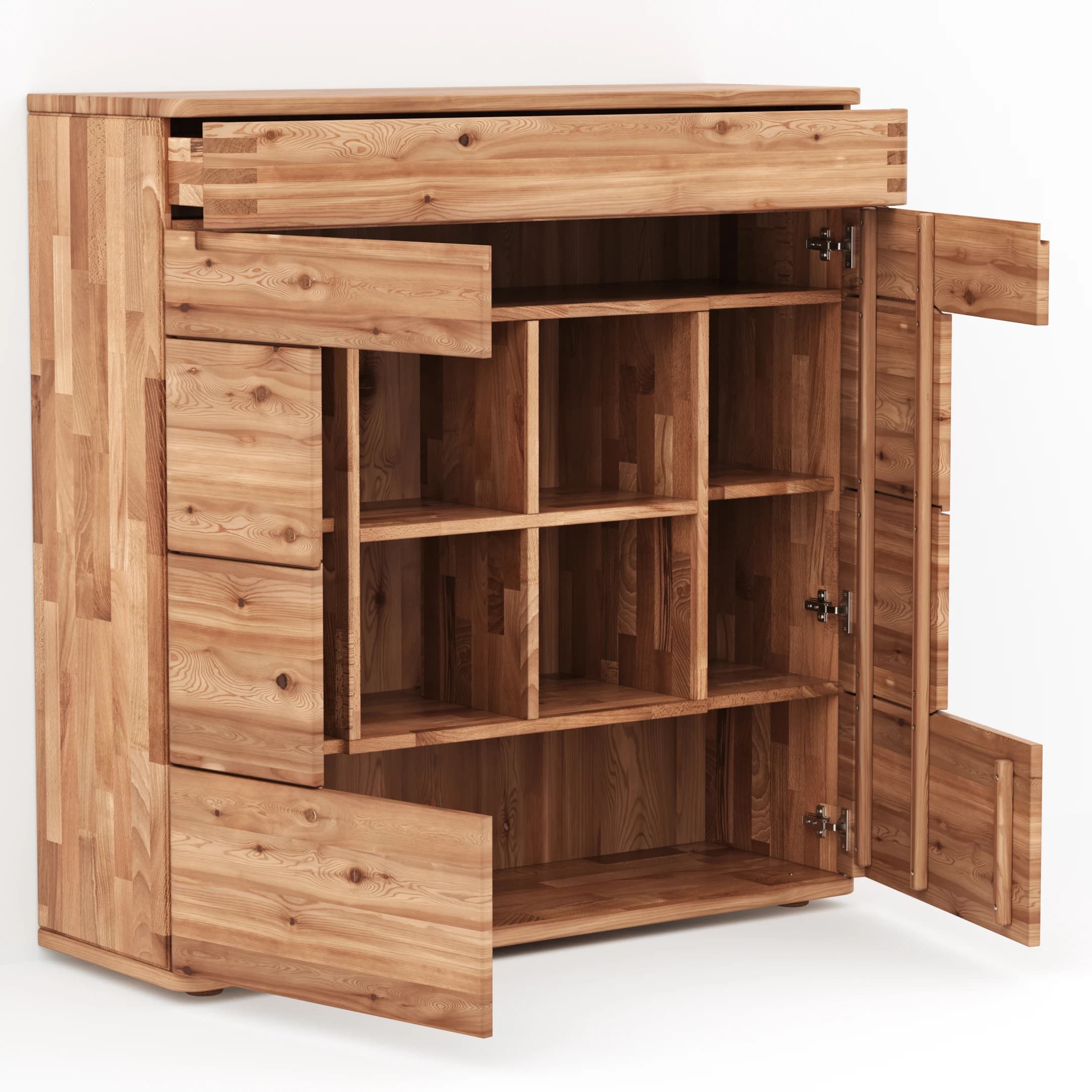 Highboard Cartago Soft - Astbuche massiv, natur geölt