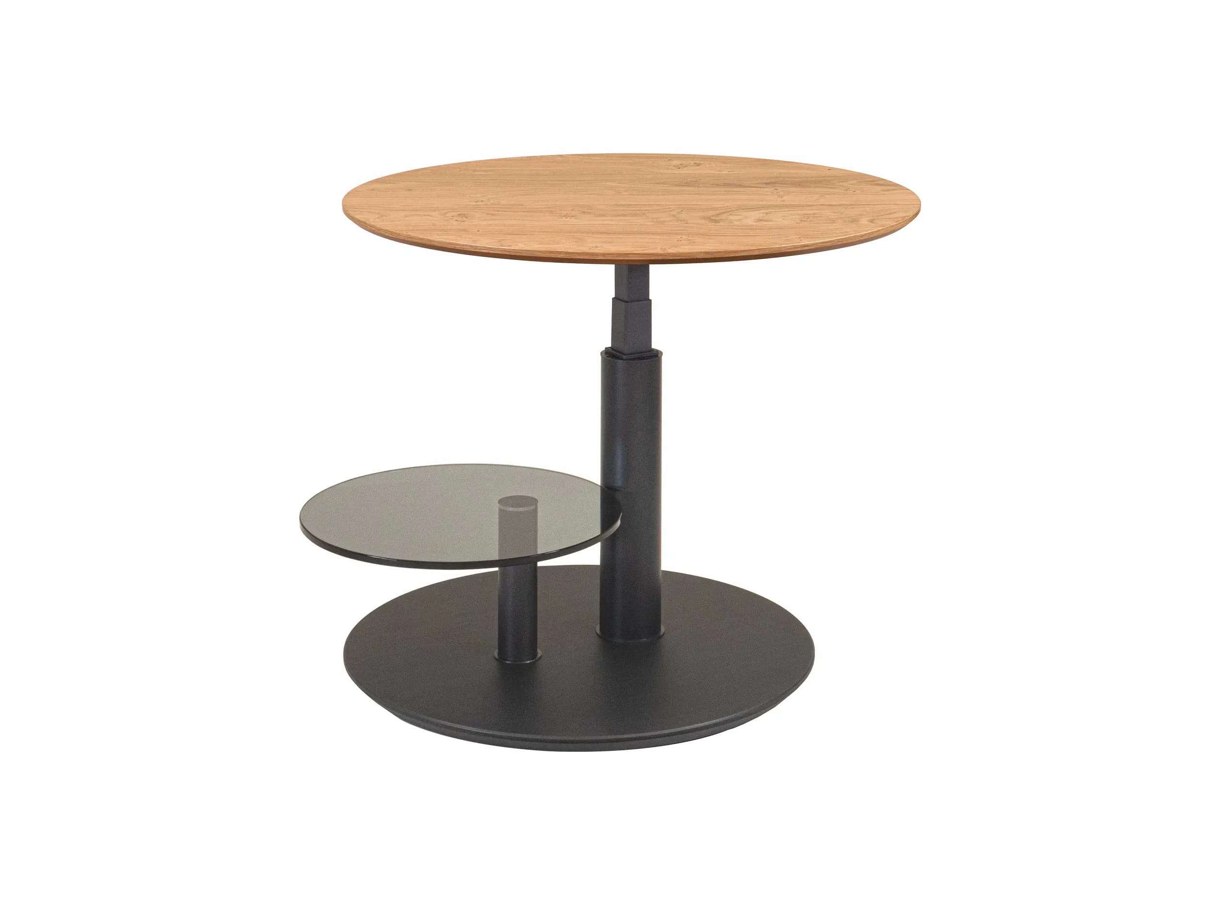 Couchtisch - höhenverstellbar, Durchmesser ca. 75 cm, Wildeiche furniert