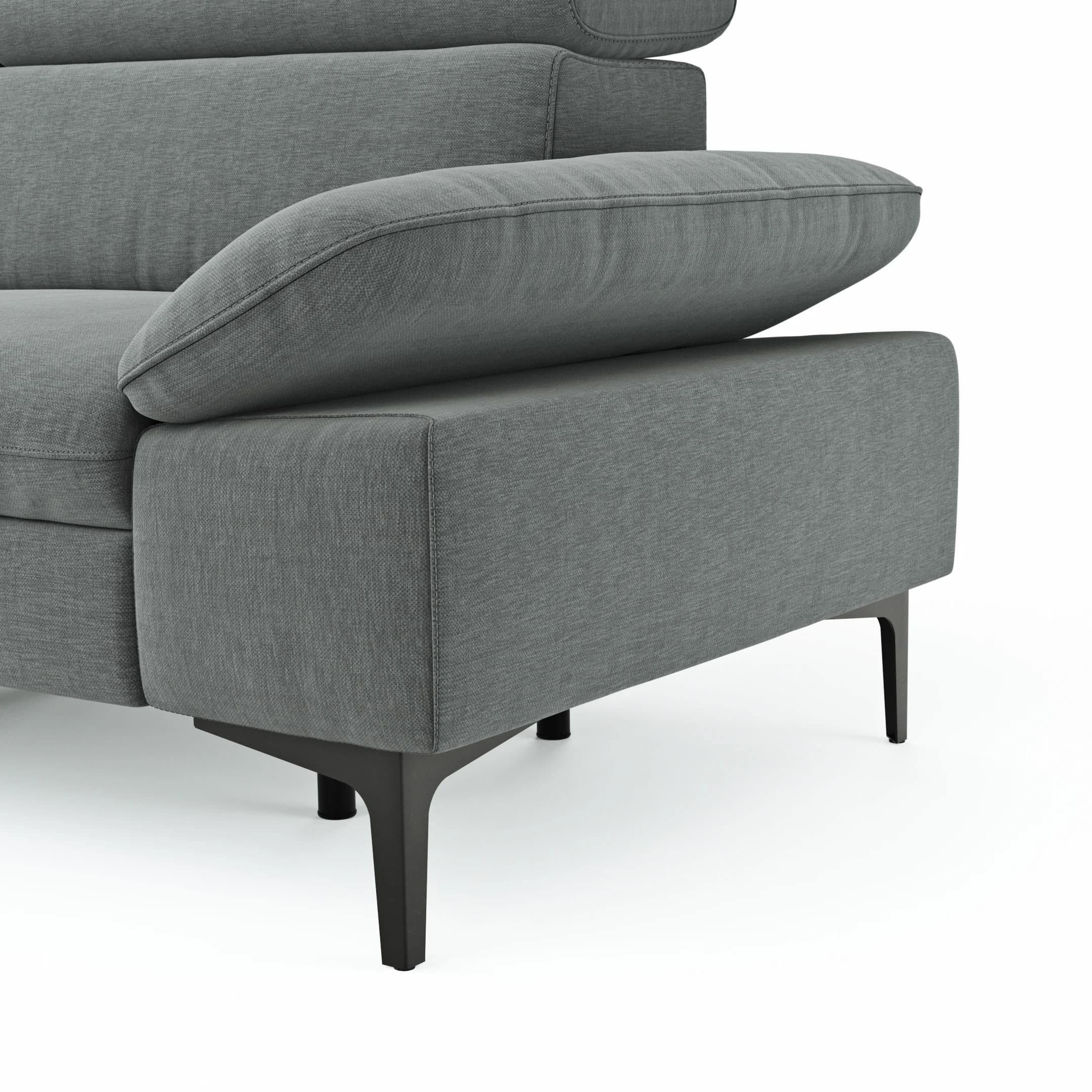 Ecksofa Felipa - Ecke links mit 2,5-Sitzer inkl. Armlehne verstellbar und Rückenlehne/Sitztiefe verstellbar (motorisch), Stoff, Grau