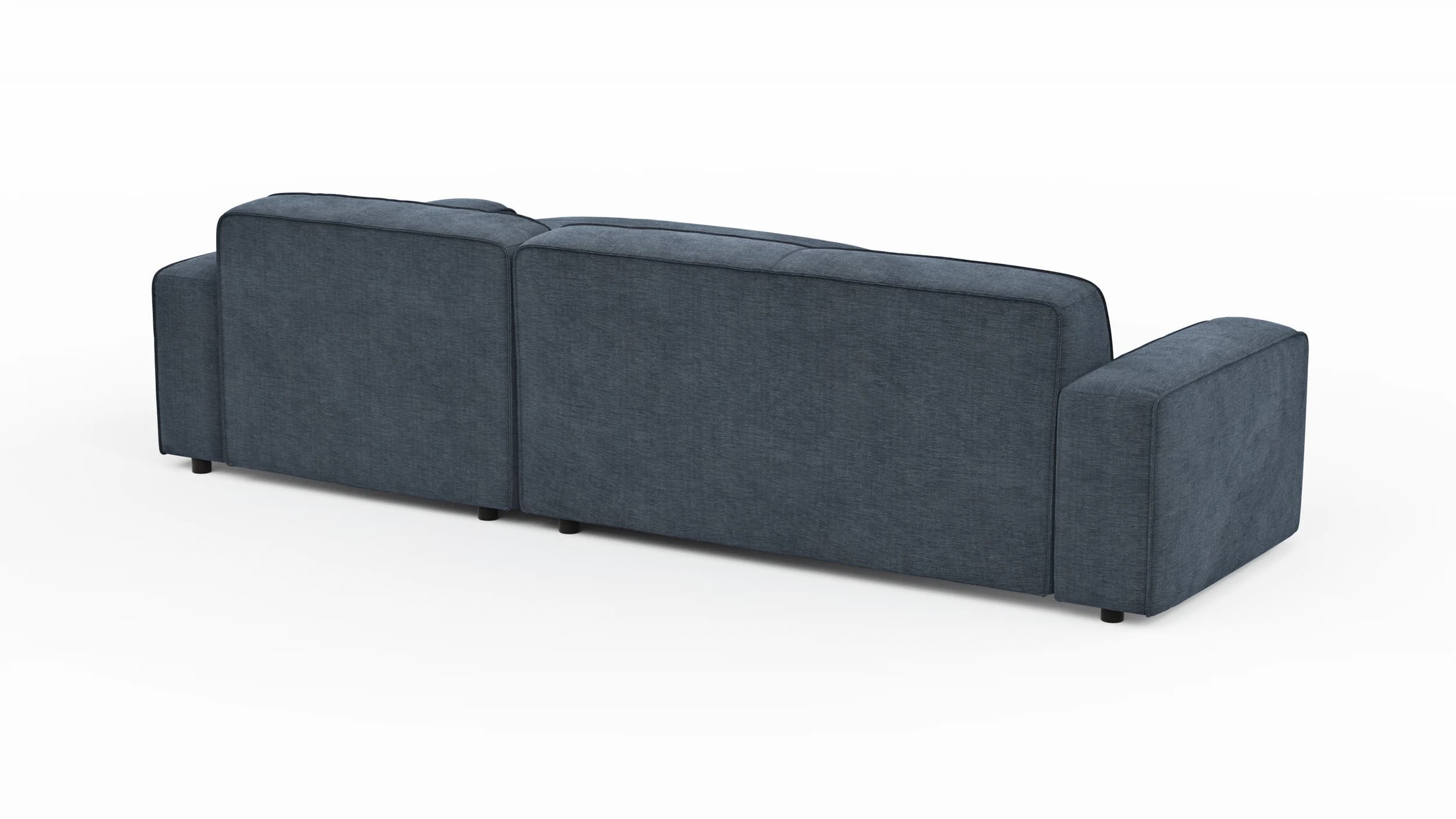 Ecksofa Denver - 2,5-Sitzer mit Longchair rechts, Stoff, Blau