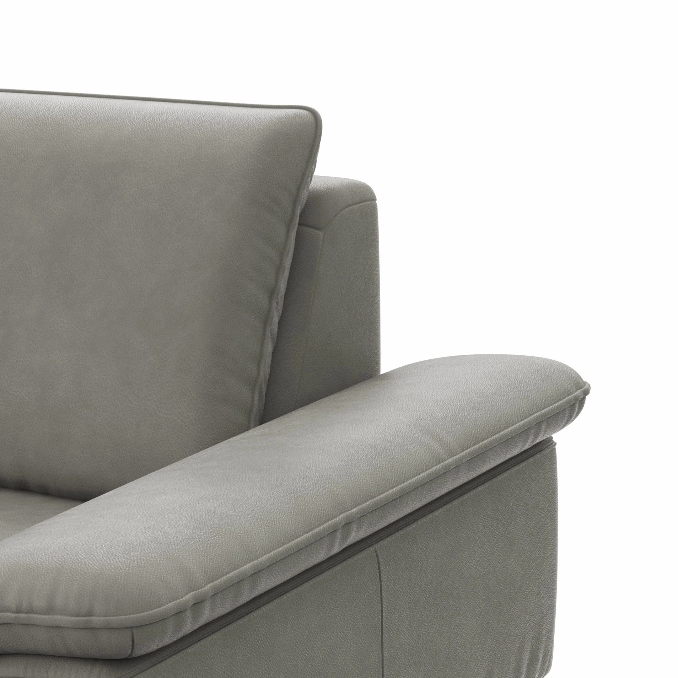 Ecksofa Tulsa KS - 1,5-Sitzer mit Anstellhocker links, Spitzecke und 2,5-Sitzer rechts, Leder, Graubeige
