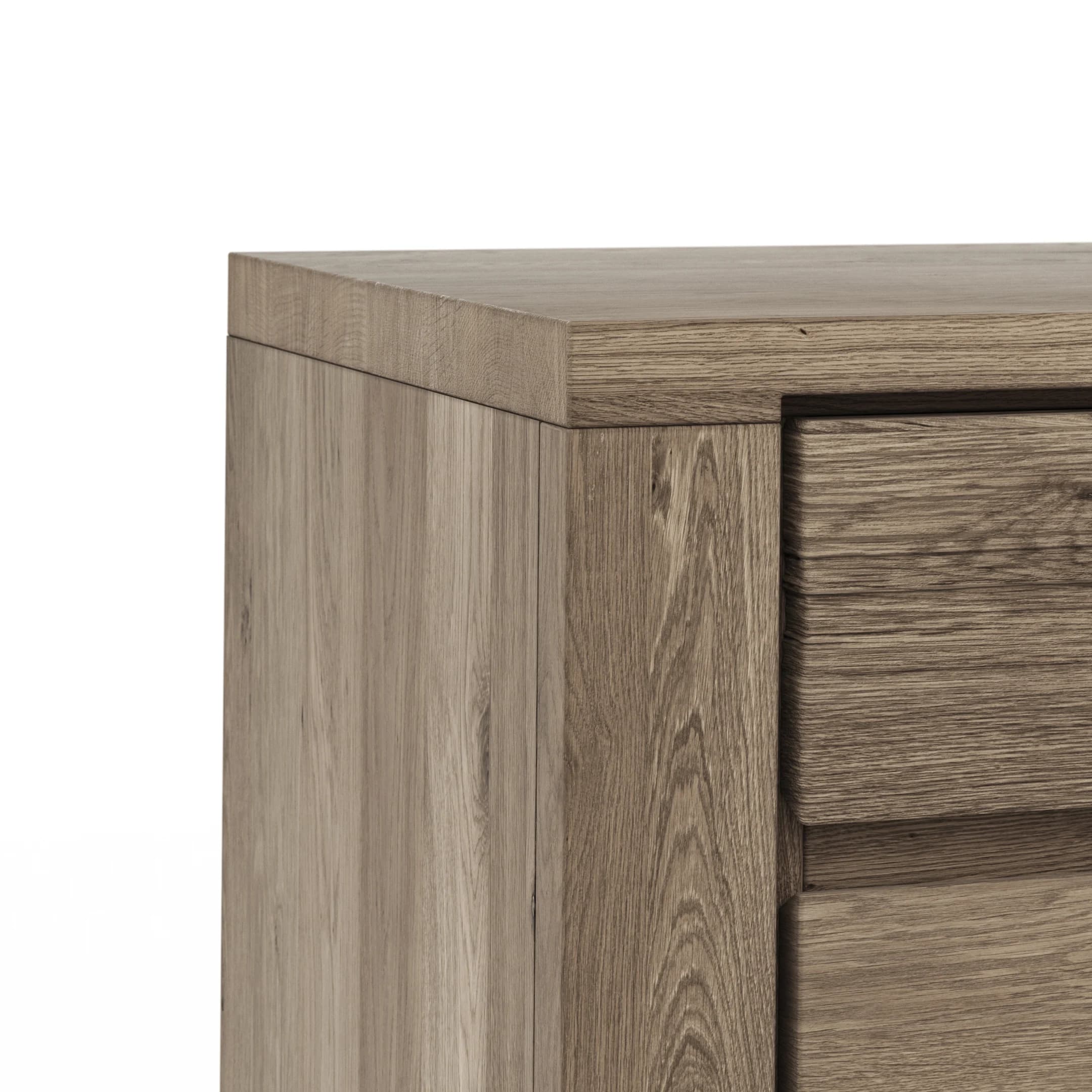 Kommode Bakersfield - obere Schublade geschroppt, Asteiche massiv, barrique