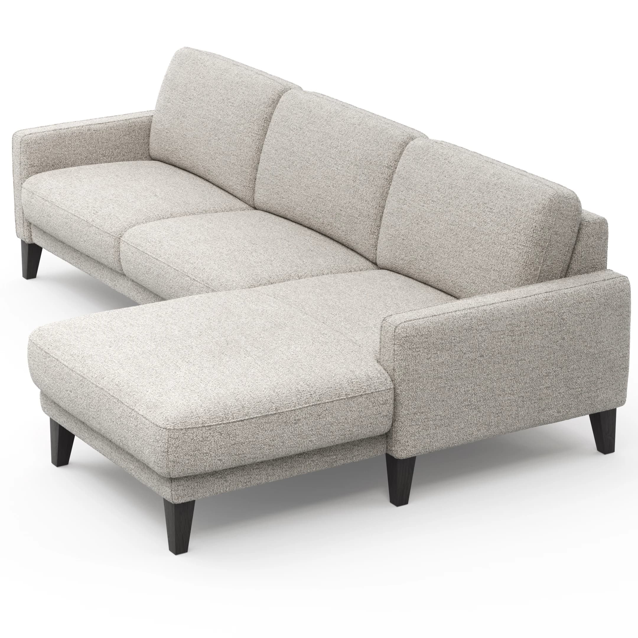 Ecksofa Matero - 2,5-Sitzer mit Longchair rechts, Stoff, Hellgrau