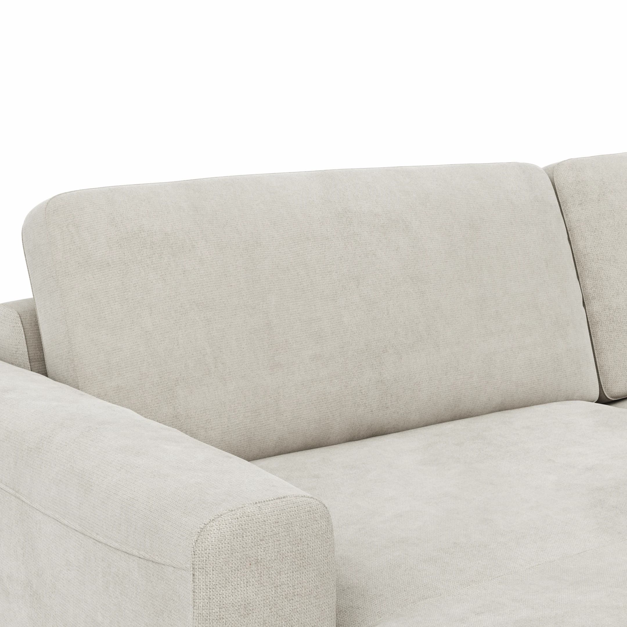 Wohnlandschaft Oviedo - Longchair links mit 2-Sitzer und Ecke rechts, Stoff, Natur