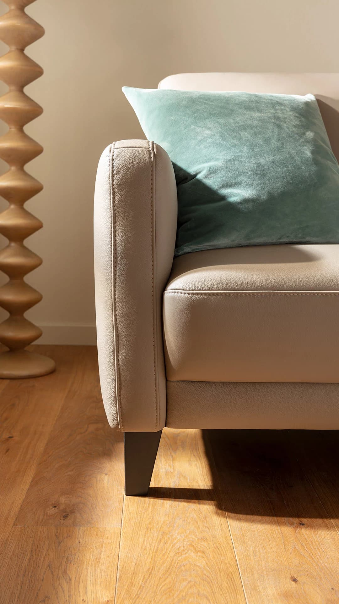 Ecksofa Matero - 2,5-Sitzer mit Longchair rechts, Leder, Taupe