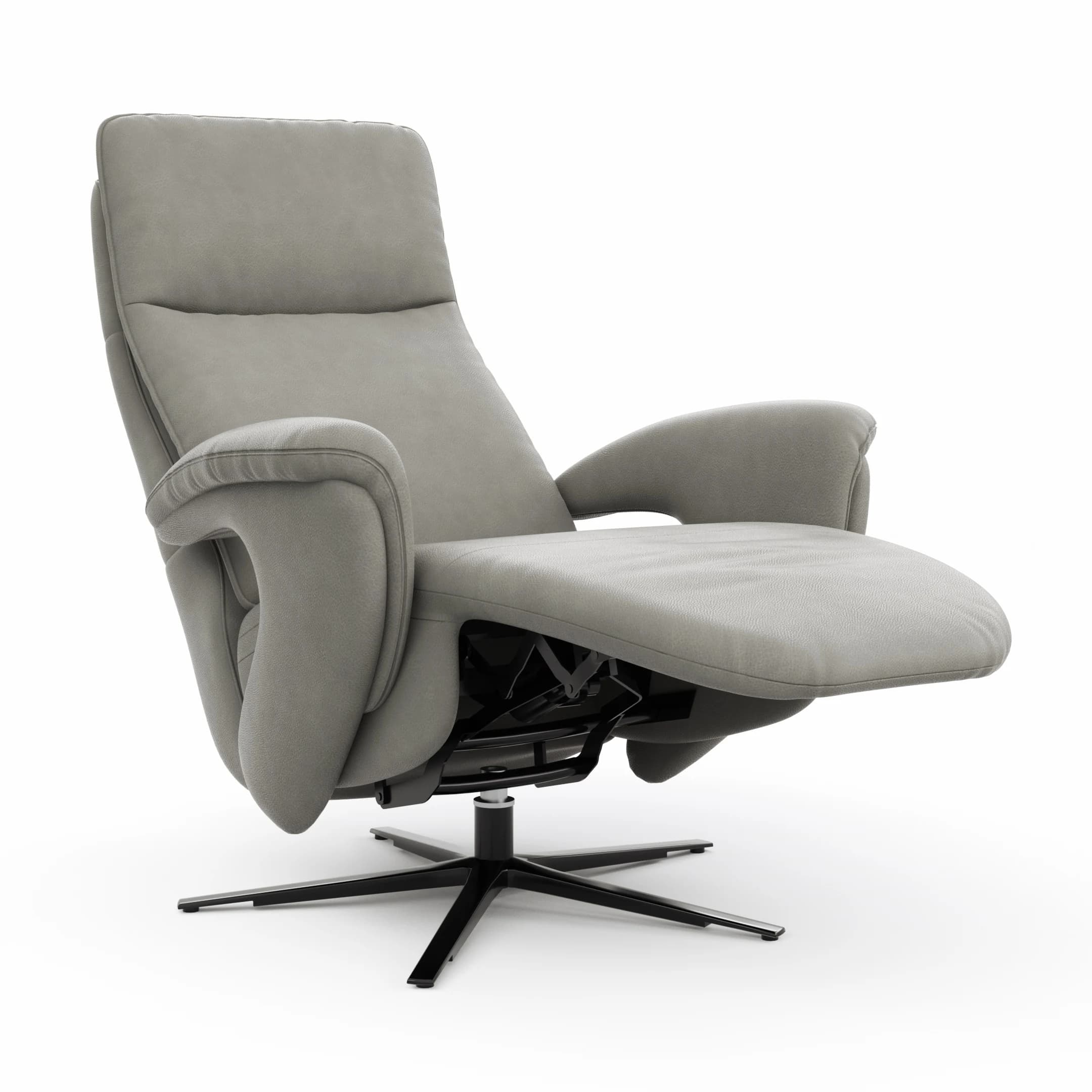 Sessel Tulsa Relax - Größe L, inkl. Kopf-/Fußteil/Rückenlehne verstellbar, Leder, Graubeige
