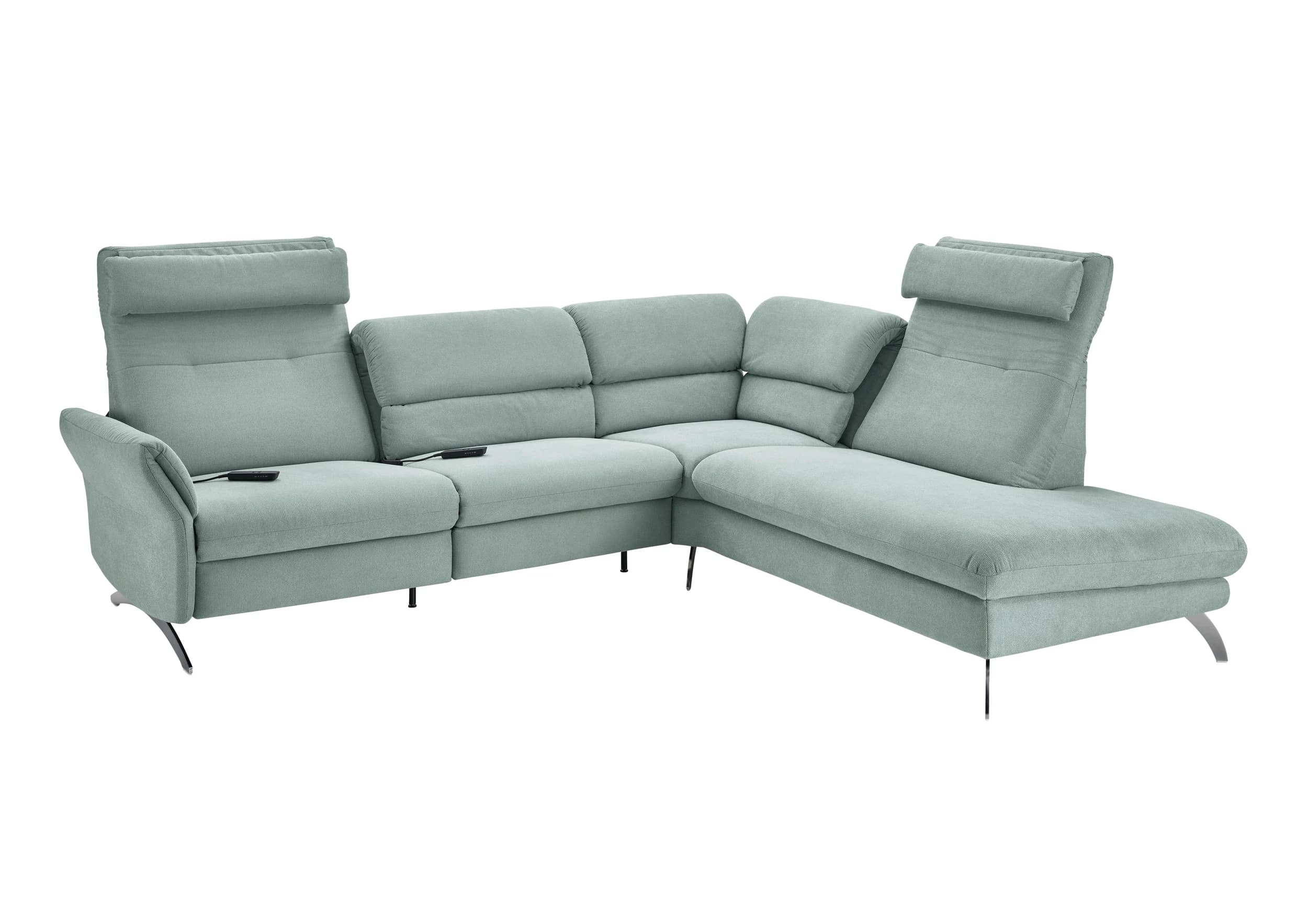  Ecksofa - 3-Sitzer mit Ecke rechts, Rückenlehne verstellbar, Stoff, Mint