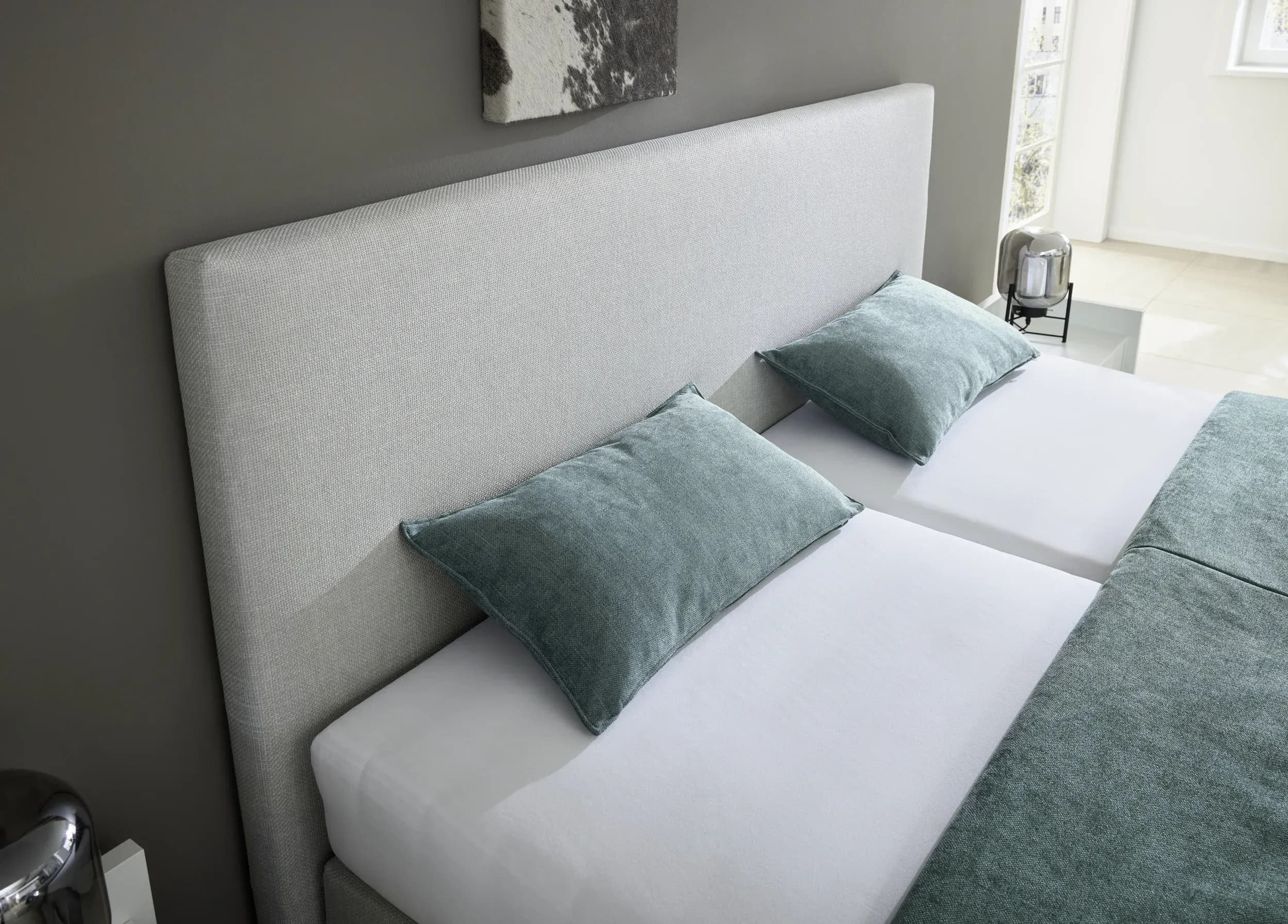 Boxspringbett - Liegefläche ca. 180x200cm, Stoff, Grau