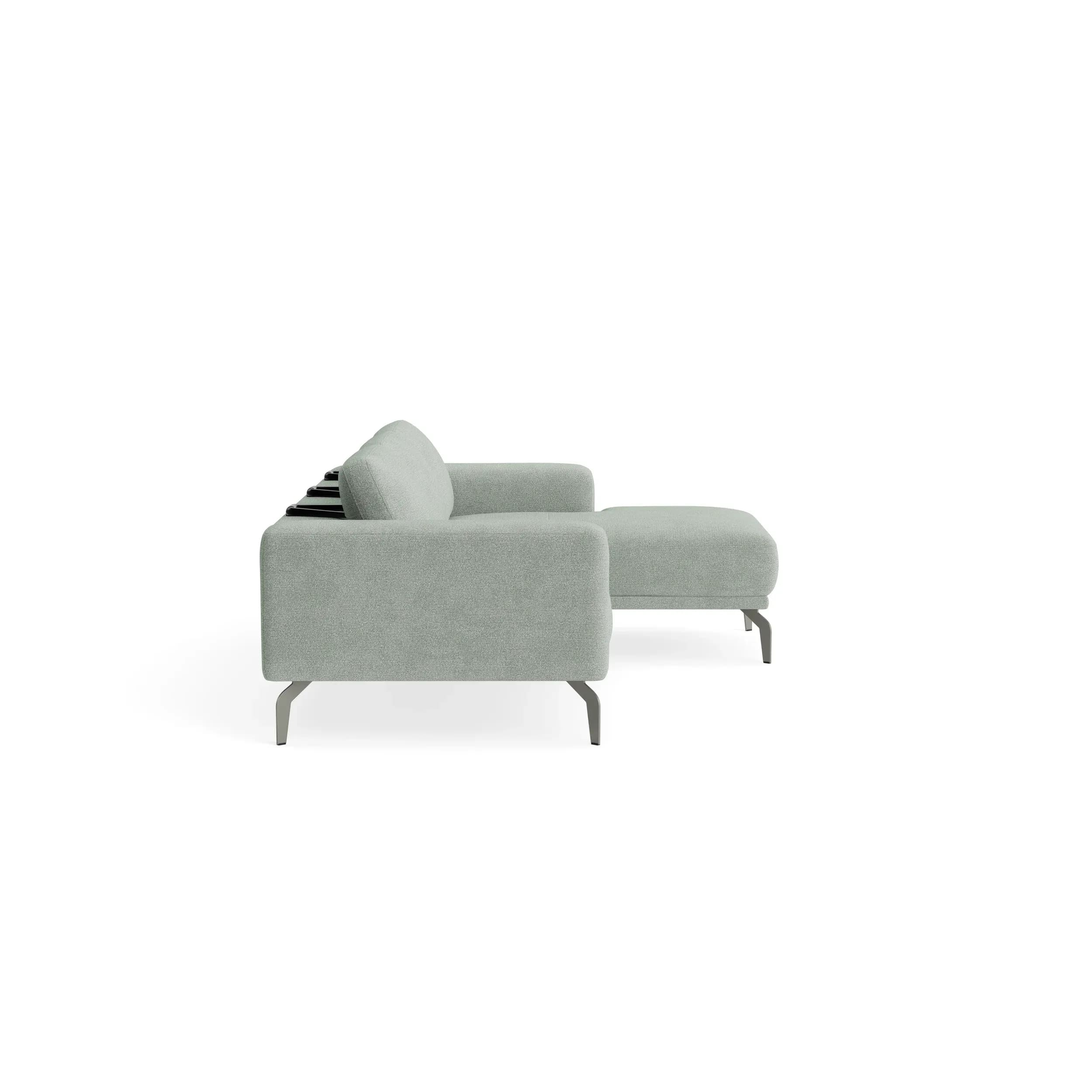 Ecksofa Benissa - 2,5-Sitzer mit Longchair rechts inkl. Sitztiefe und Rückenlehne verstellbar, Stoff, Mint