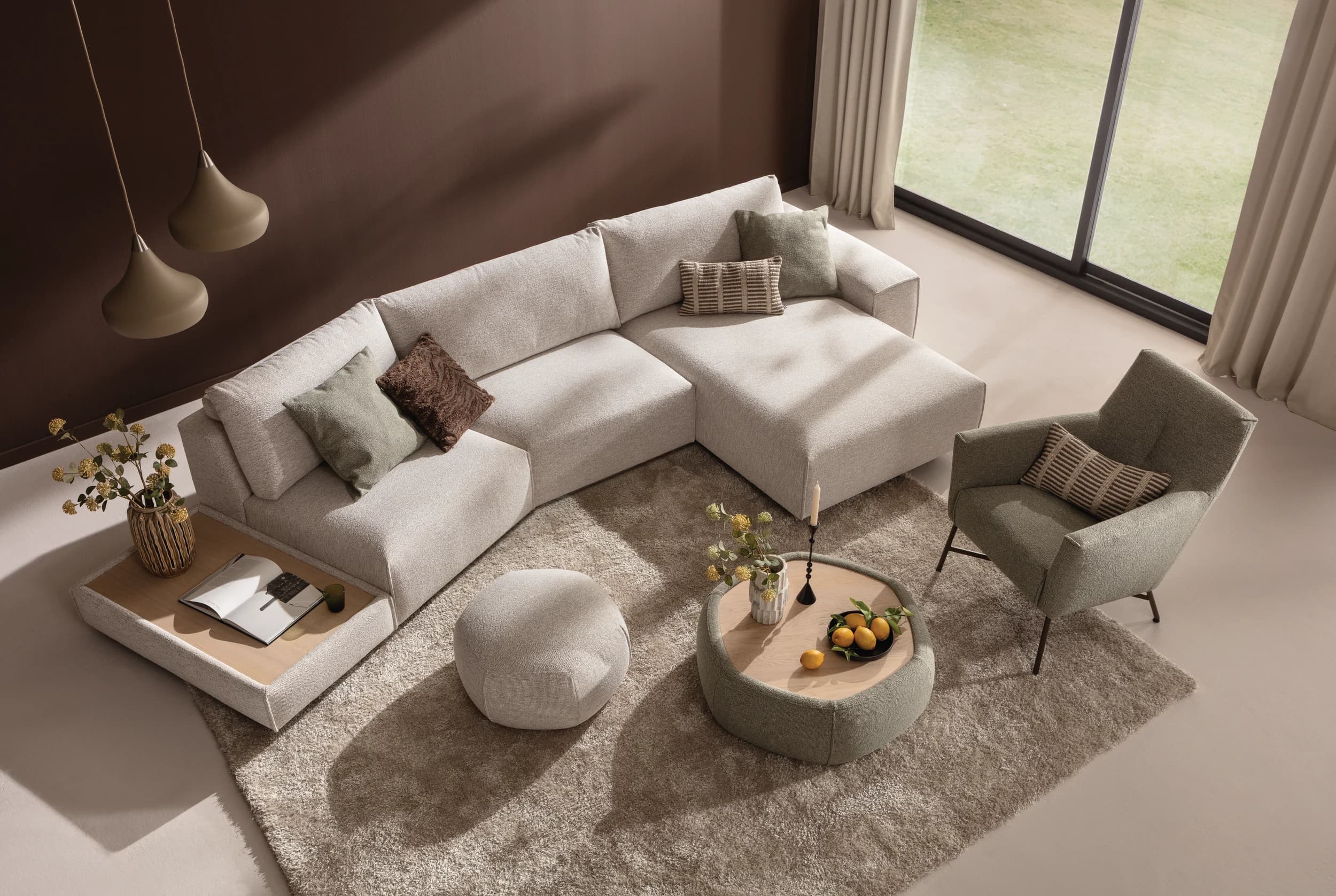 Hocker Serava/Honey - Medium, Stoff, Sand