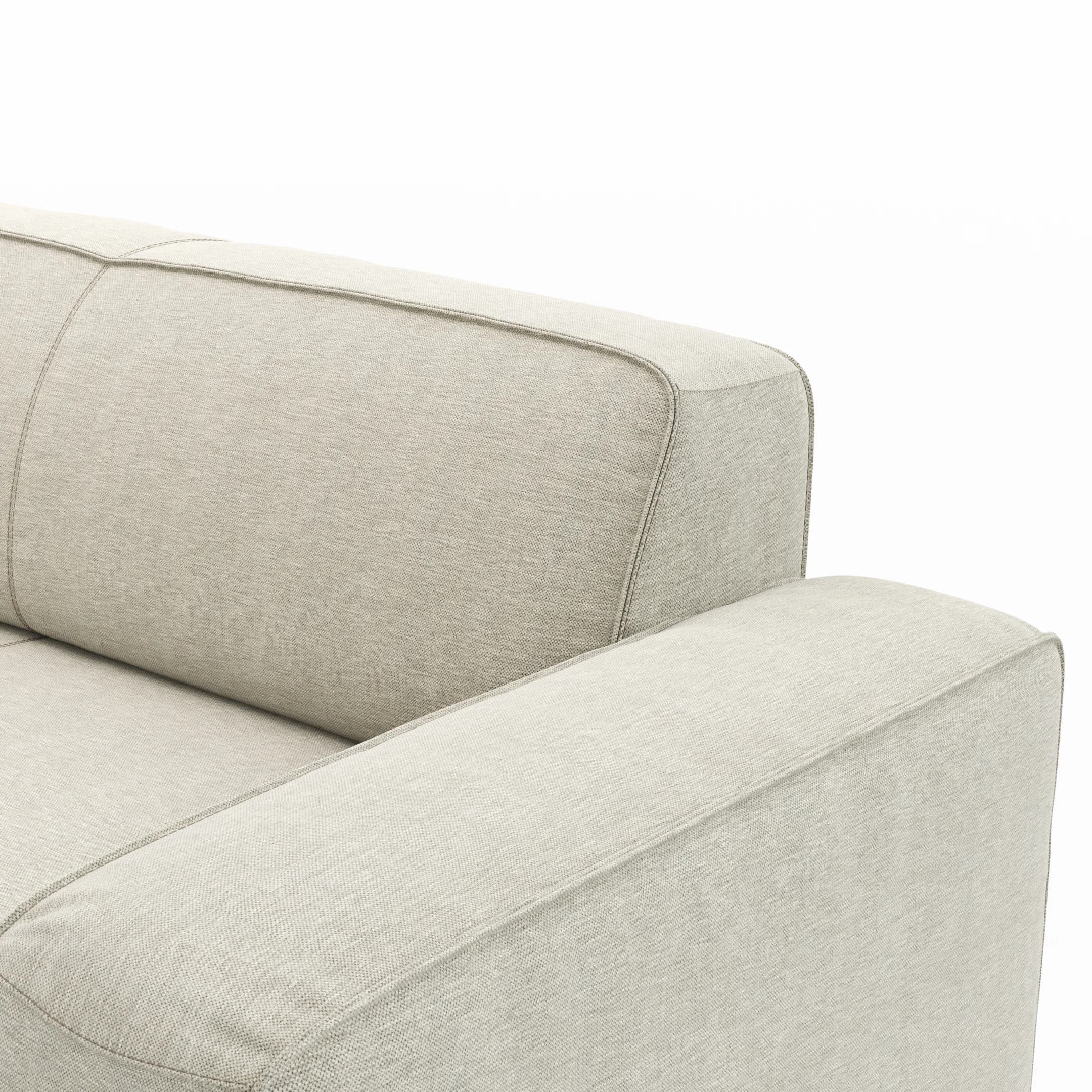 Ecksofa Denver - Longchair links mit 2-Sitzer, Stoff, Natur