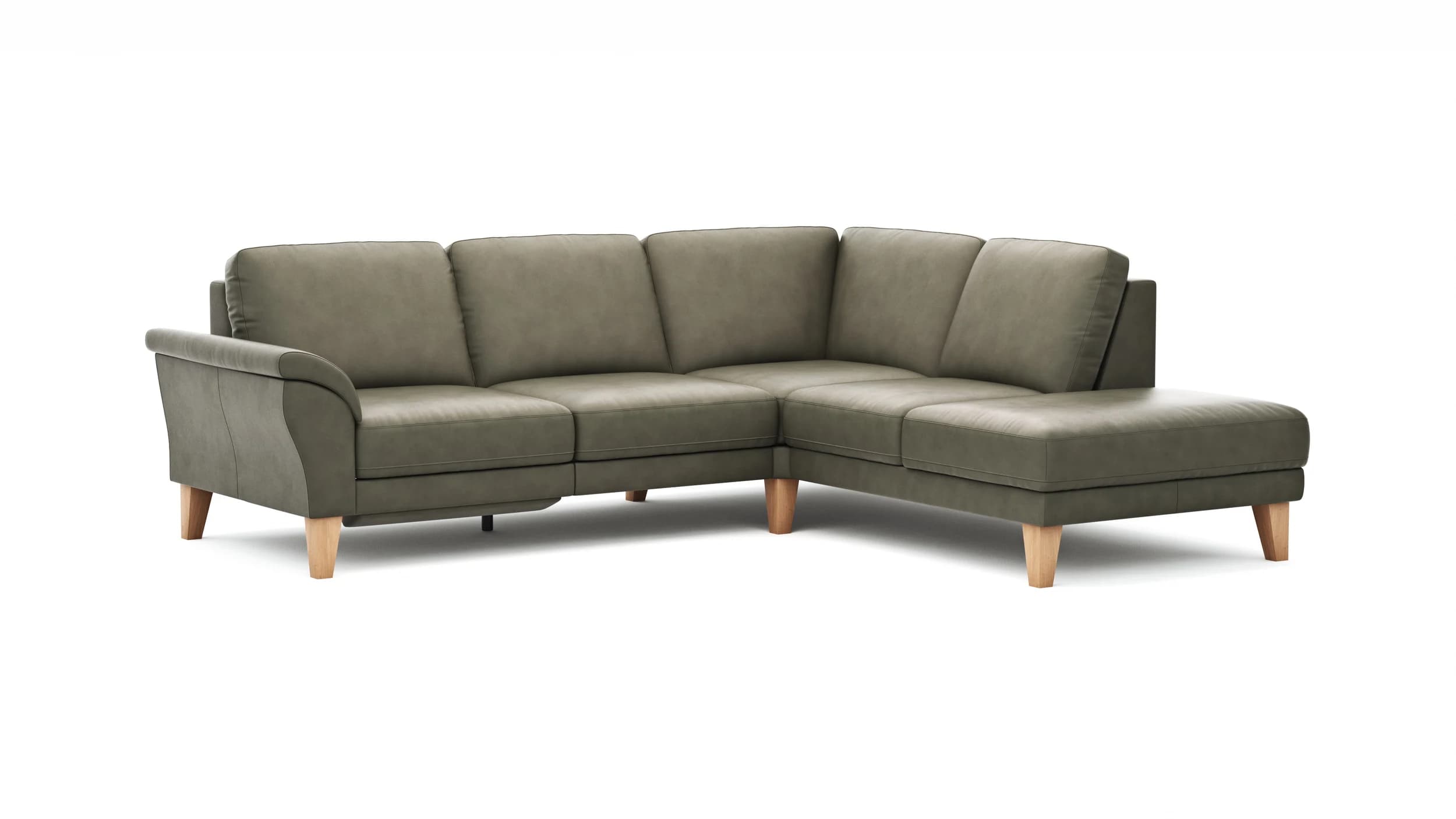 Ecksofa Rockport A - 2,5-Sitzer mit Ecke rechts inkl. Relaxfunktion (motorisch), Leder, Dunkelgrau