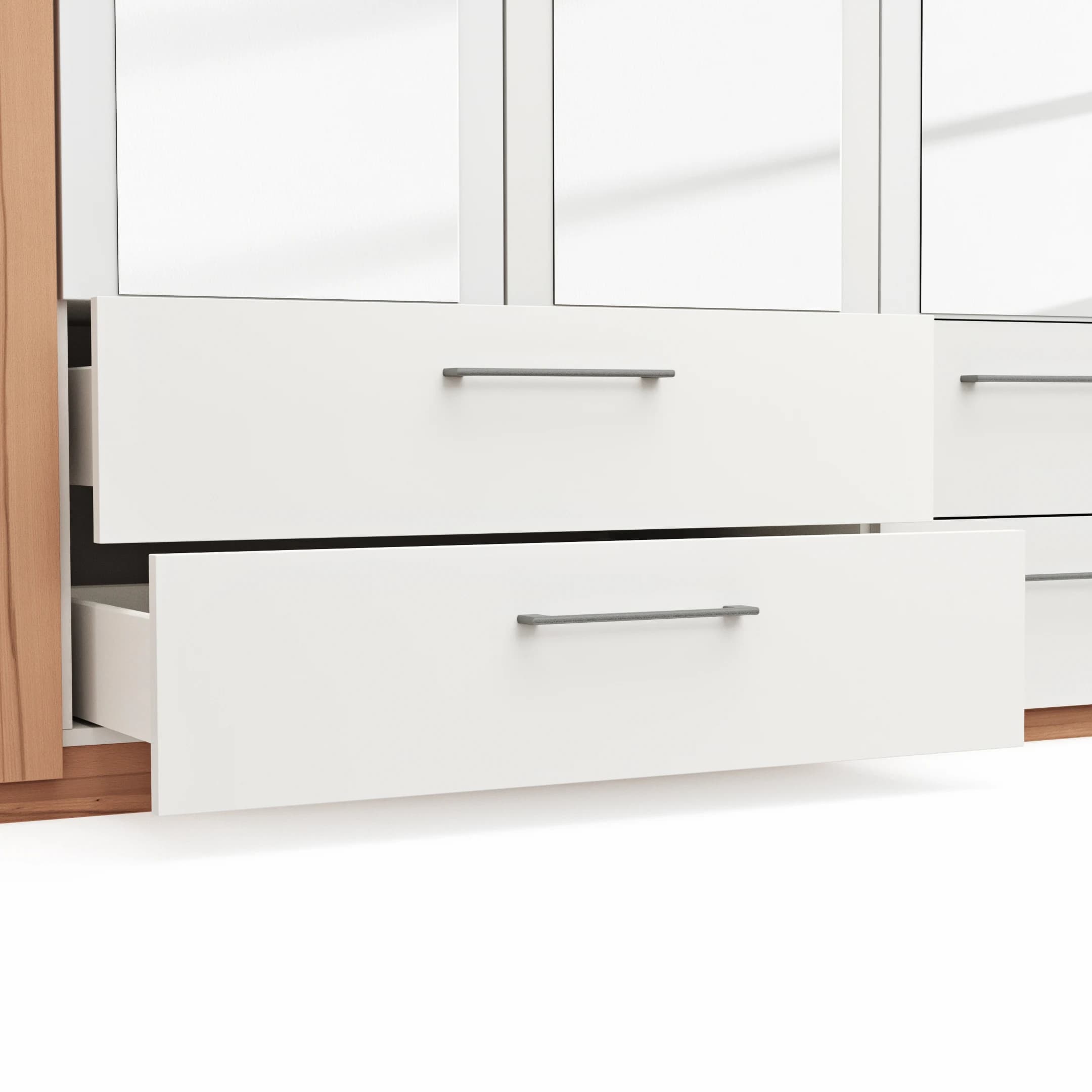Drehtürenschrank Viana - B. ca. 225 cm, Furnier, Kernbuche, Weiß