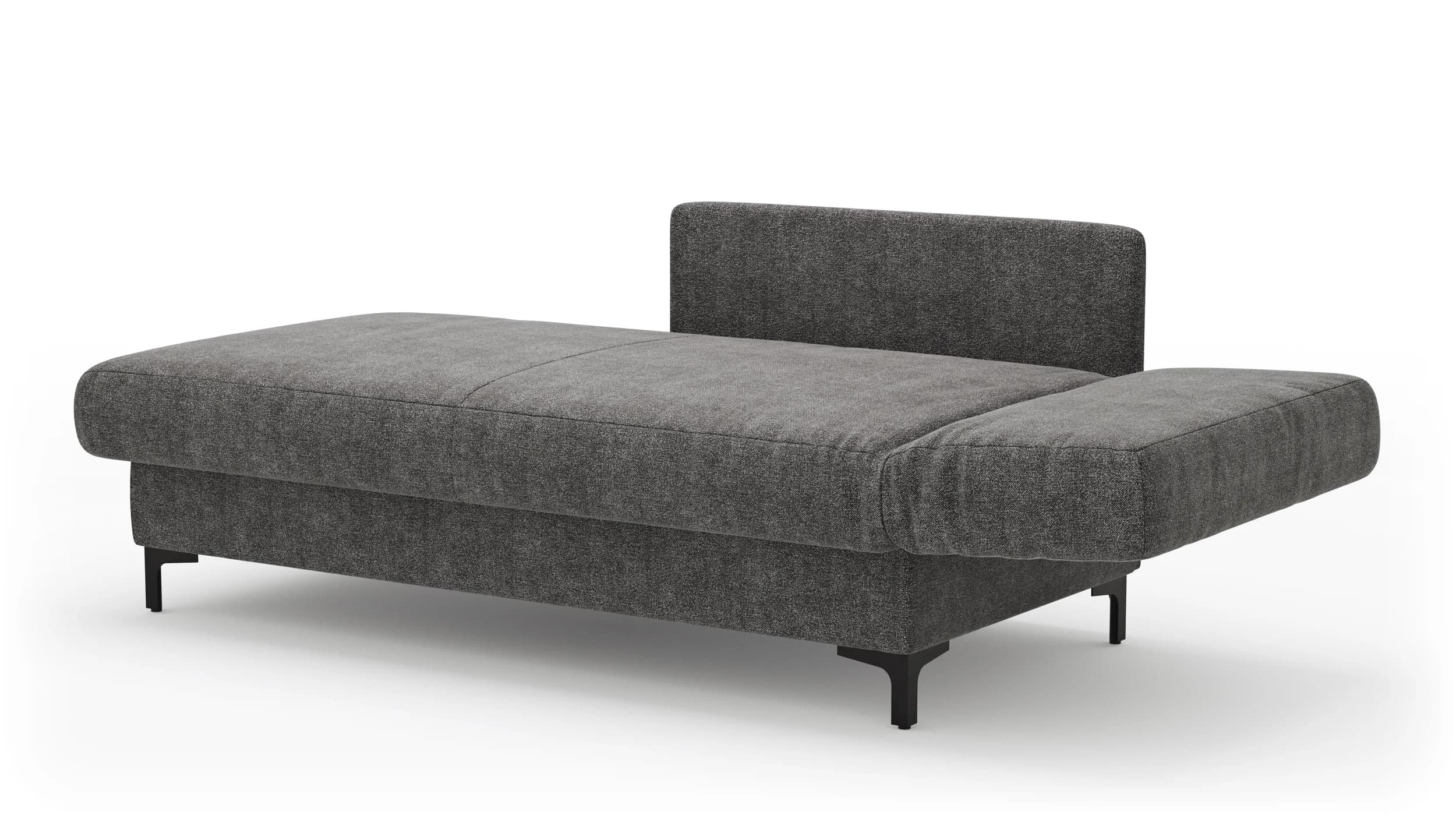 Schlafsofa Verano - Ausrichtung rechts inkl. Schlaffunktion und Bettkasten, Stoff, Dunkelgrau