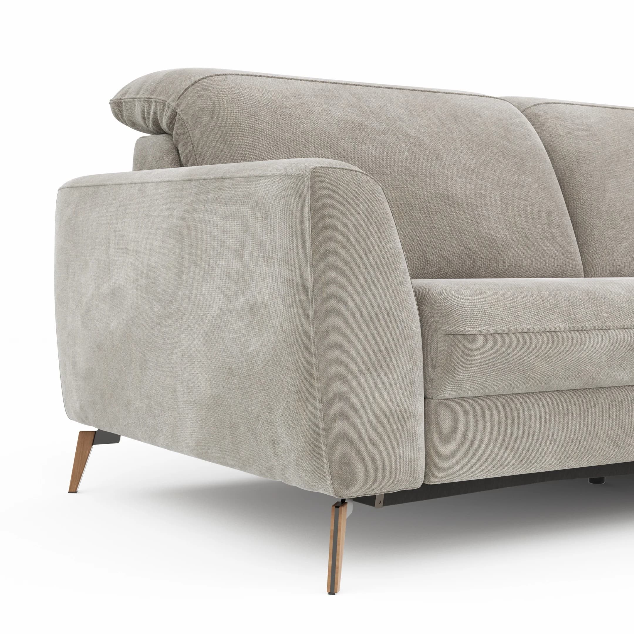 Sofa Tulsa KV - 3-Sitzer, inkl. Sitzvorzug (motorisch) und Kopfteilverstellung, Stoff, Graubeige