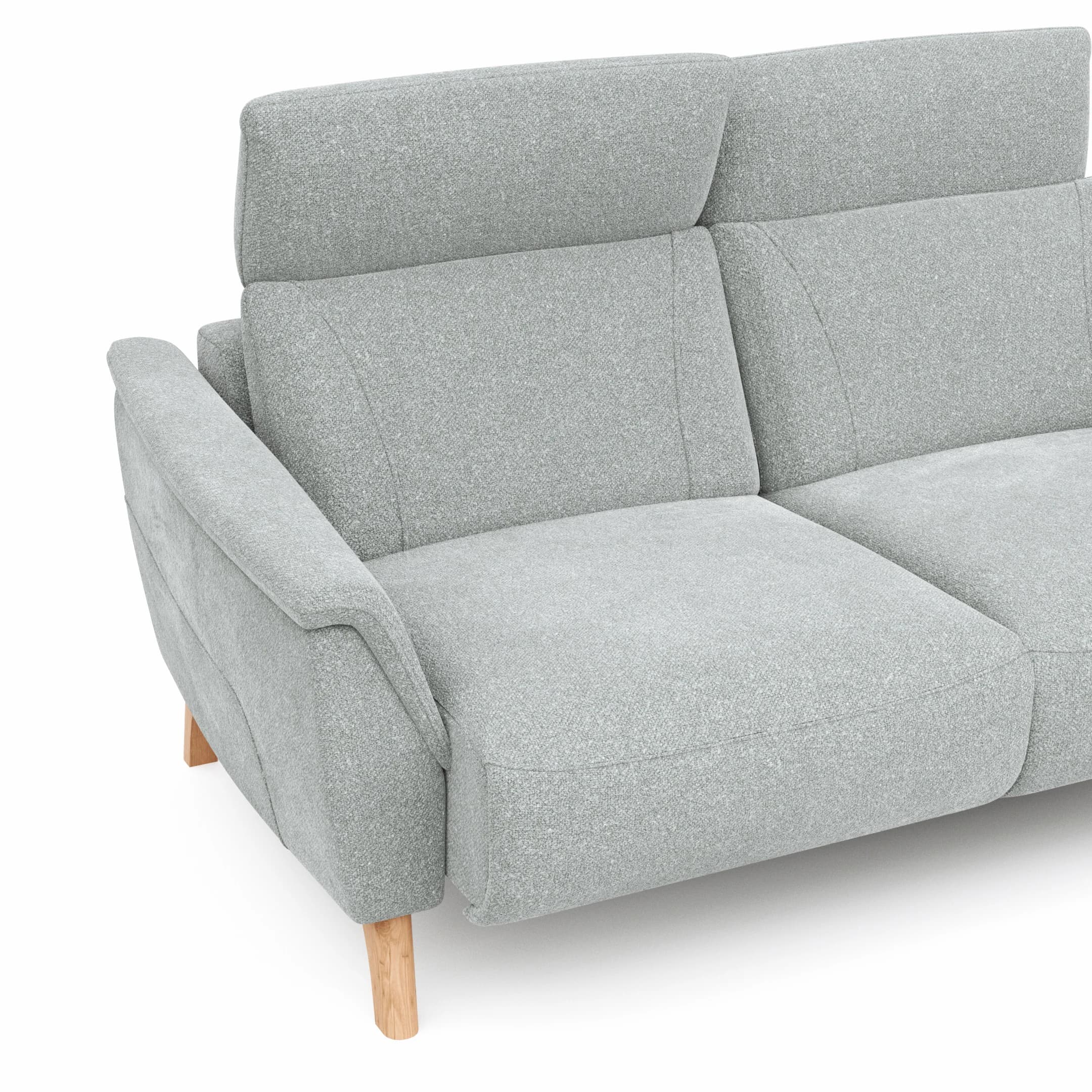 Sofa Nevin - 2,5-Sitzer inkl. Sitzvorzug (motorisch) und Kopfpolsterverstellung, Stoff, Silbergrau