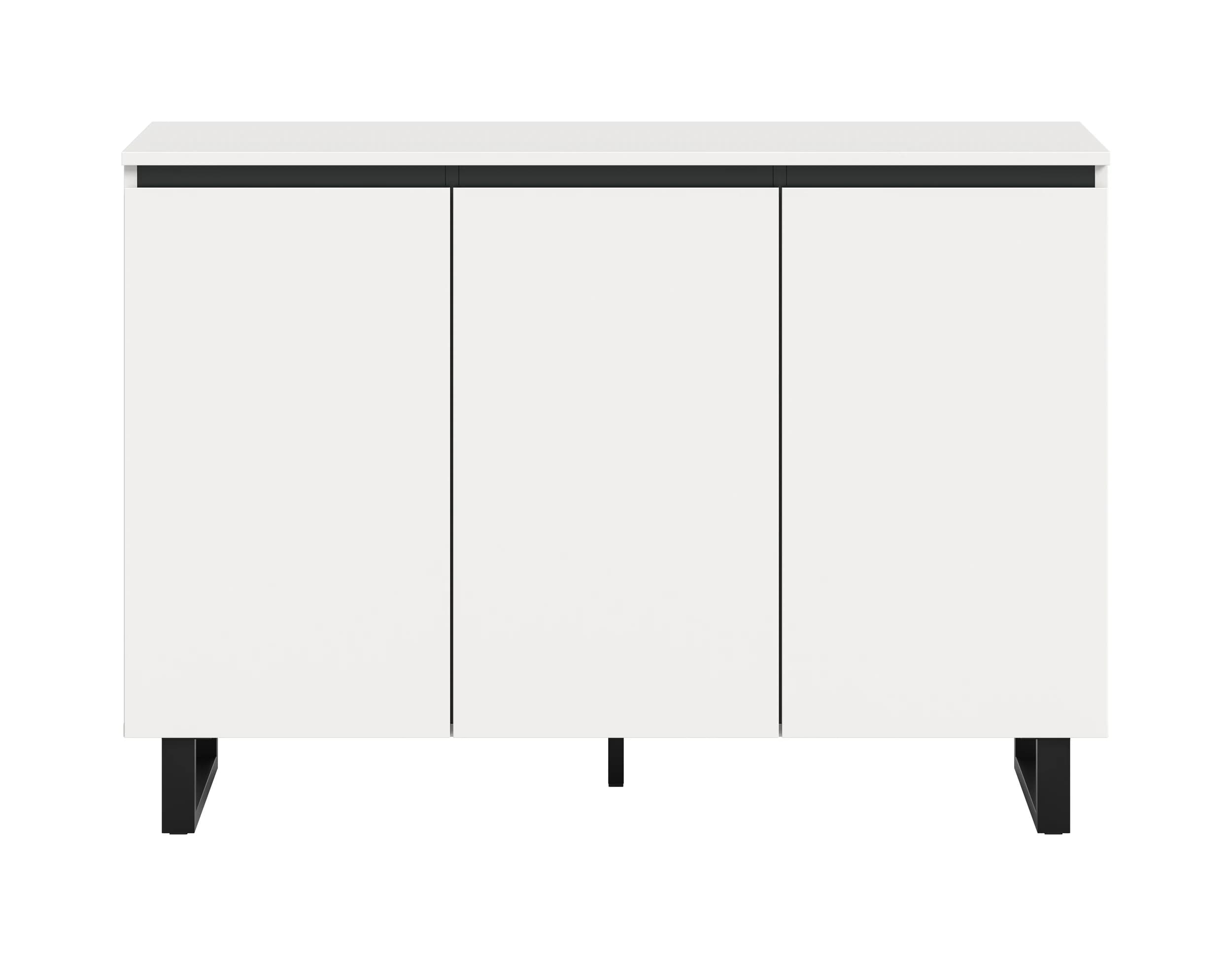 Sideboard - B ca. 120 cm, Weiß, Schwarz