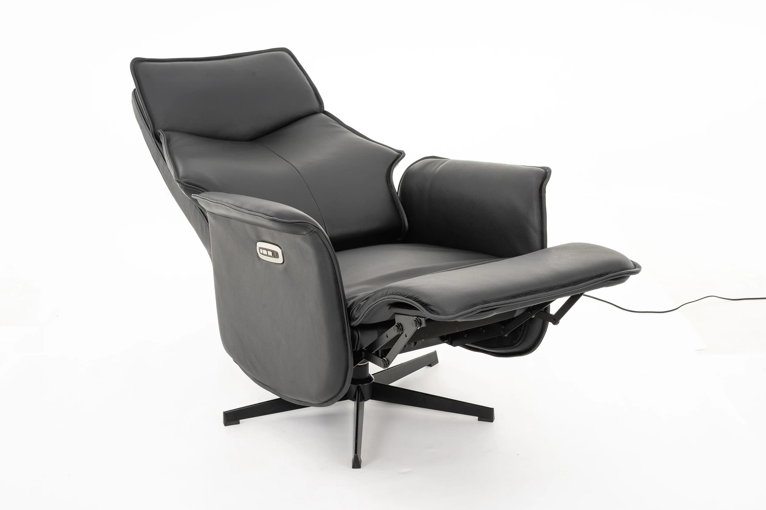 Sessel - Relaxfunktion motorisch, Leder, Schwarz