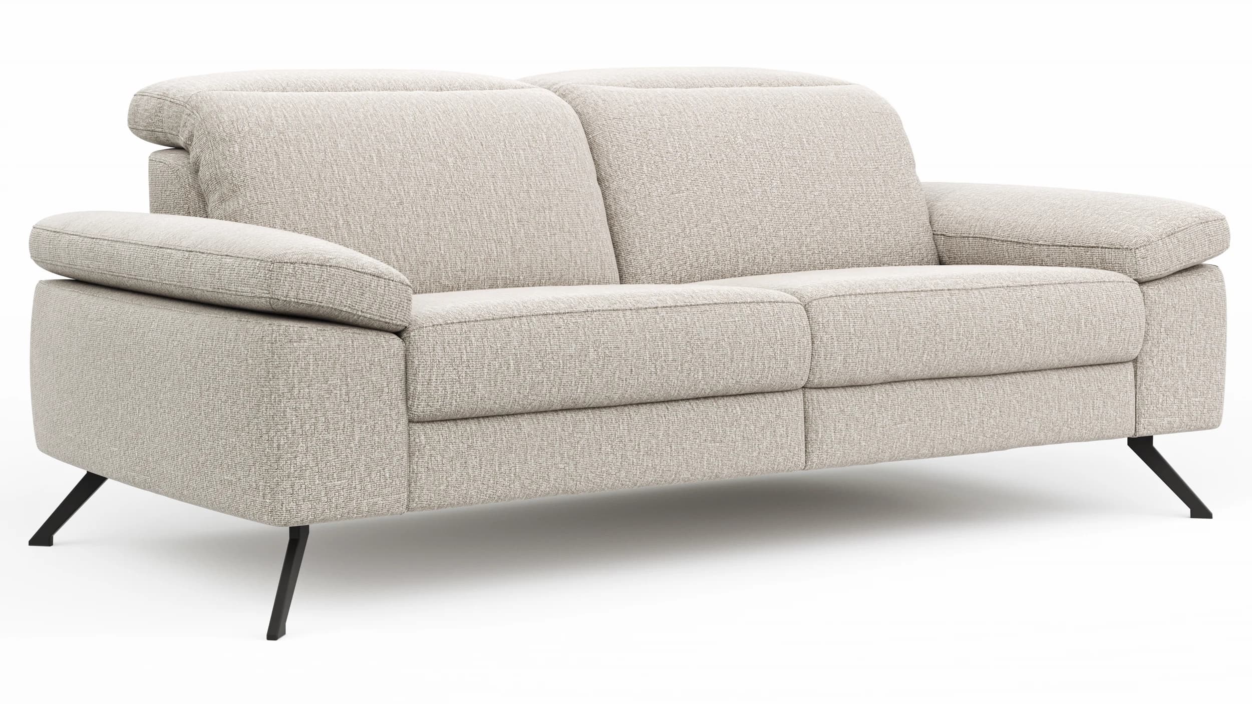 Sofa Rafaela 2.0 - 2,5-Sitzer inkl. Kopfteil verstellbar, Stoff, Champagner