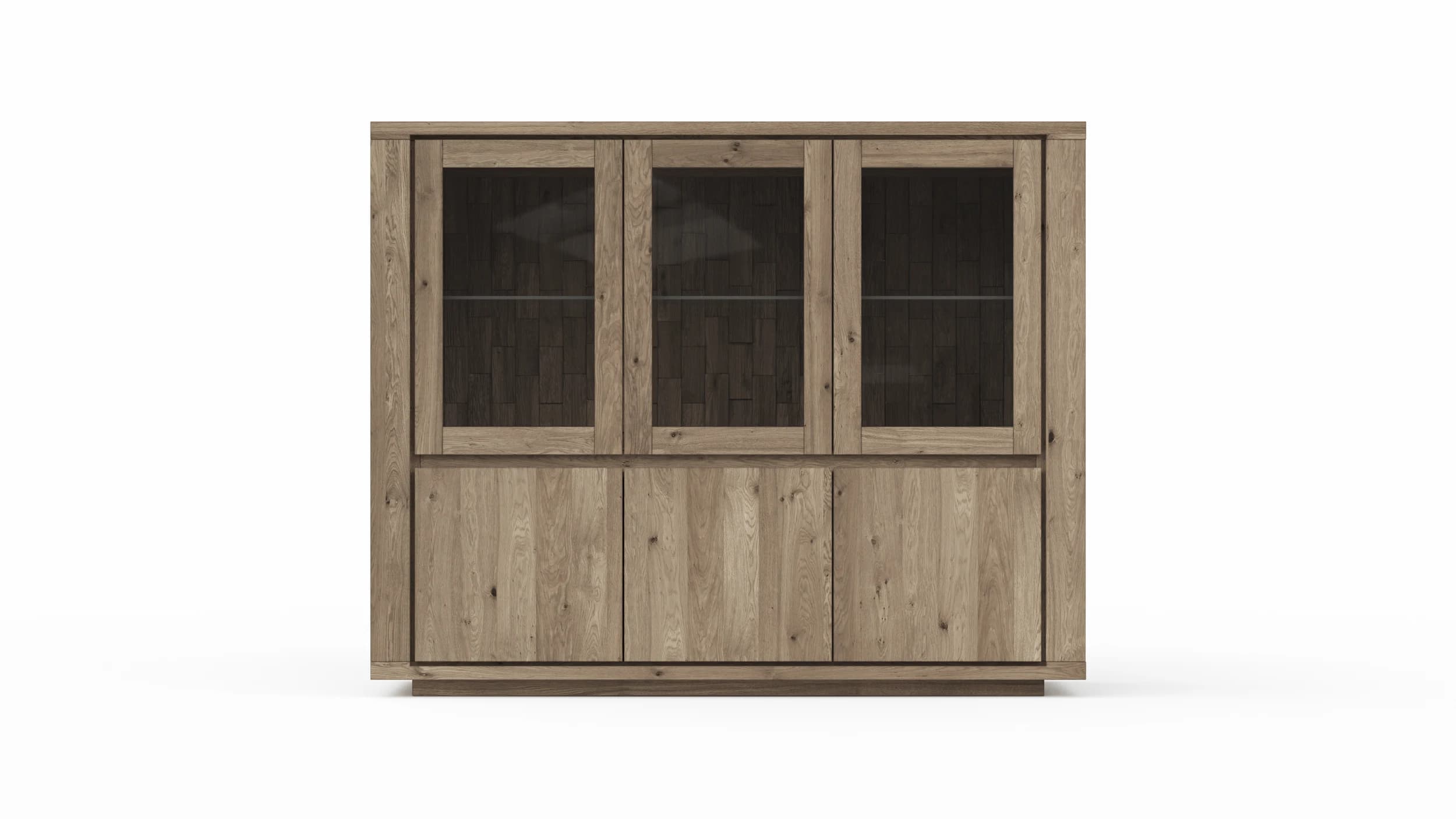Highboard Bakersfield - Rückwand mit Holzschindeln, Asteiche, Barrrique