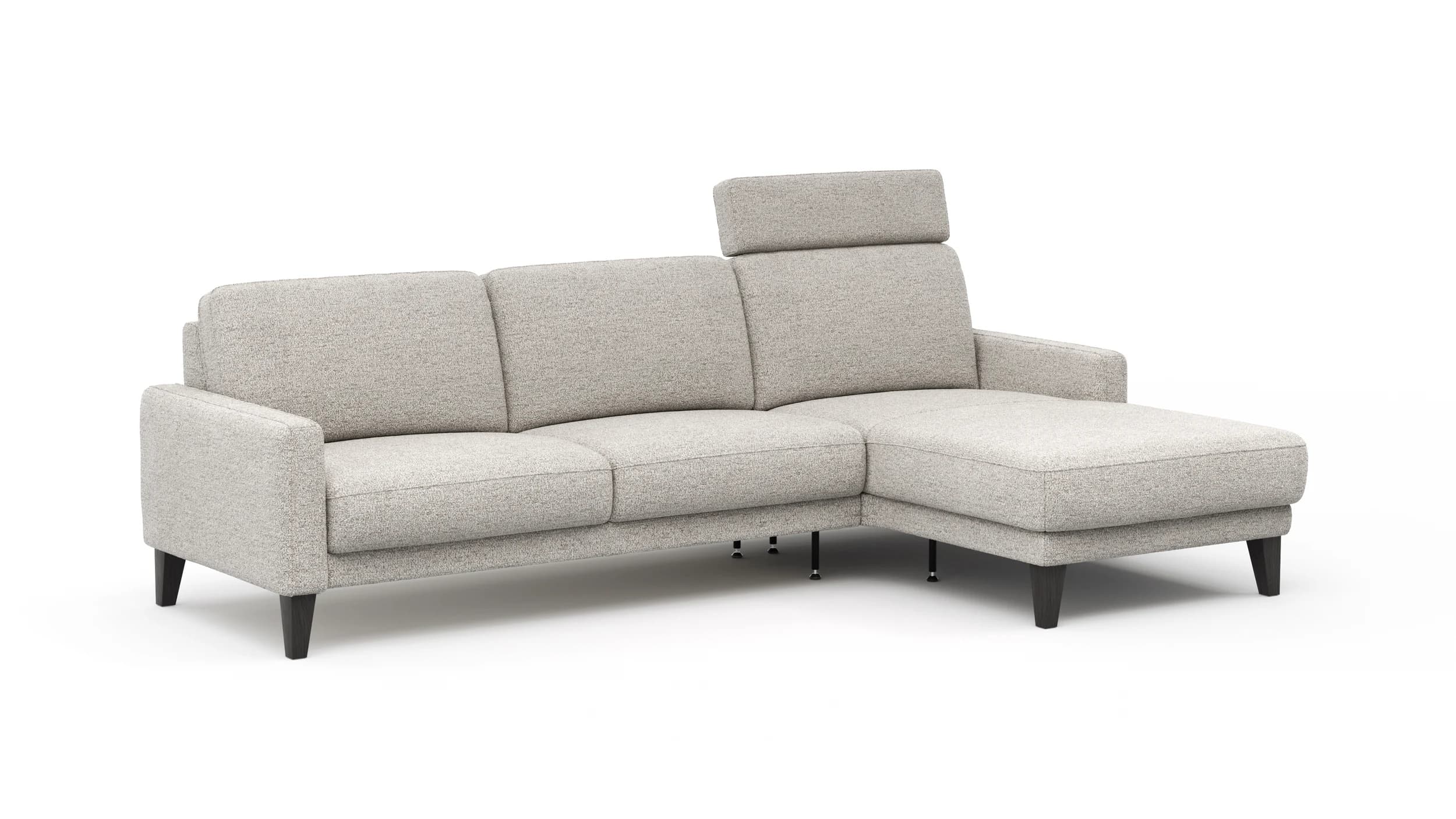 Ecksofa Matero - 2,5-Sitzer mit Longchair rechts inkl. Relaxfunktion motorisch, Stoff, Hellgrau