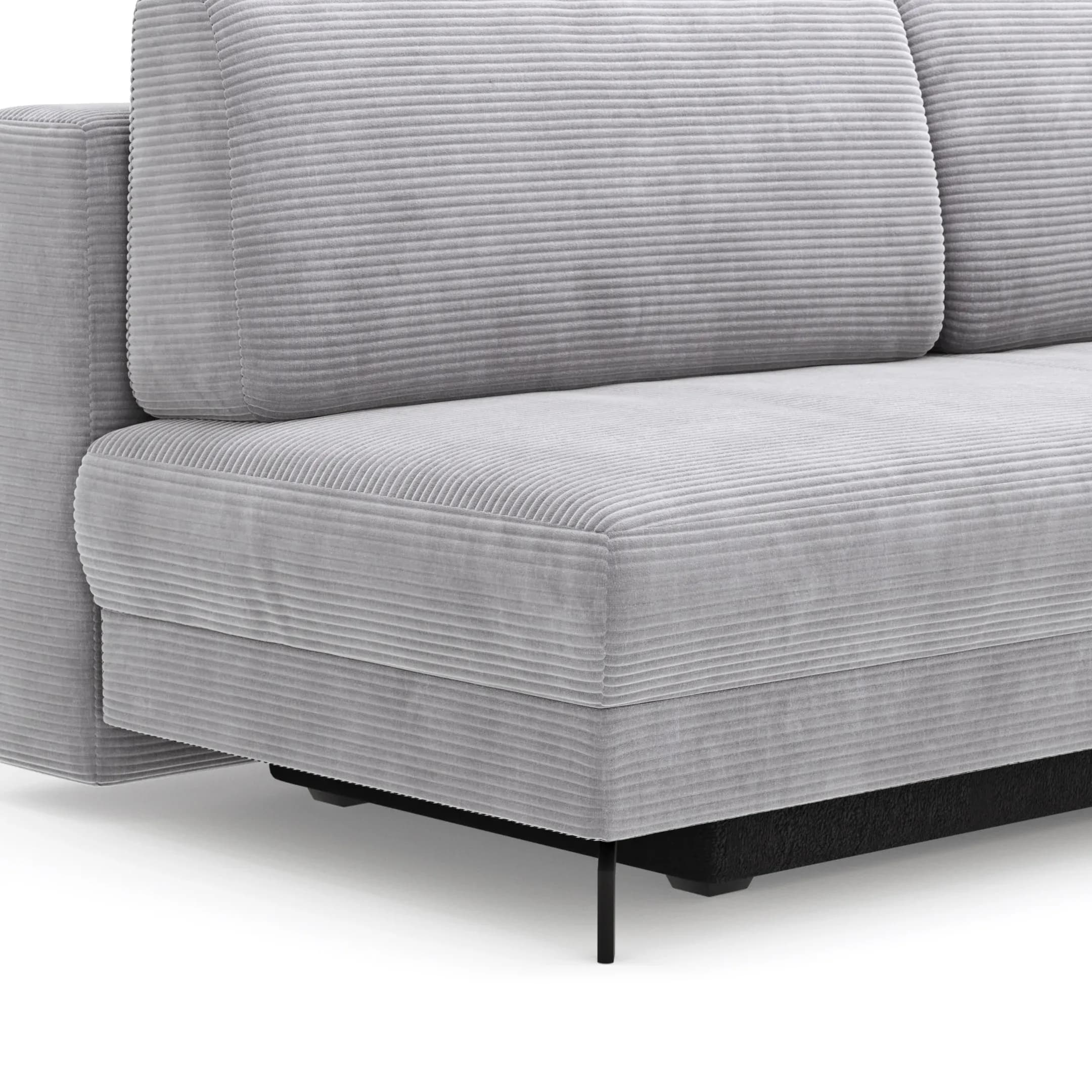 Schlafsofa Salema - 3-Sitzer mit Schlaffunktion (Liegefläche ca. 150x200cm), Stoff, Hellgrau