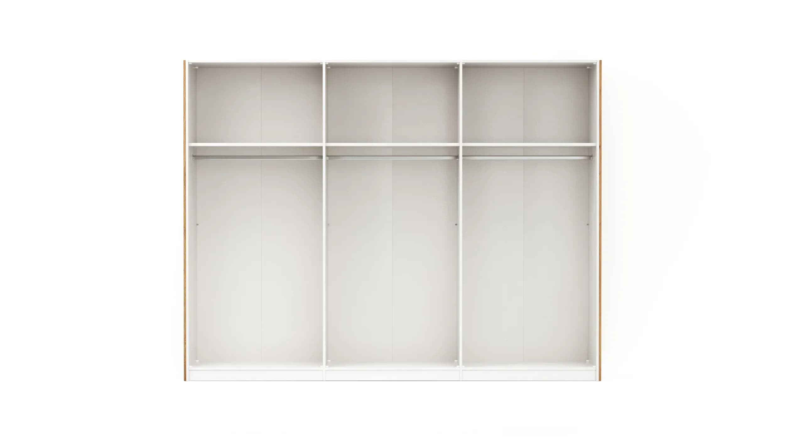 Schwebetürenschrank Colorado - B ca. 307 cm, Eichenfurnier mit Glas weiss