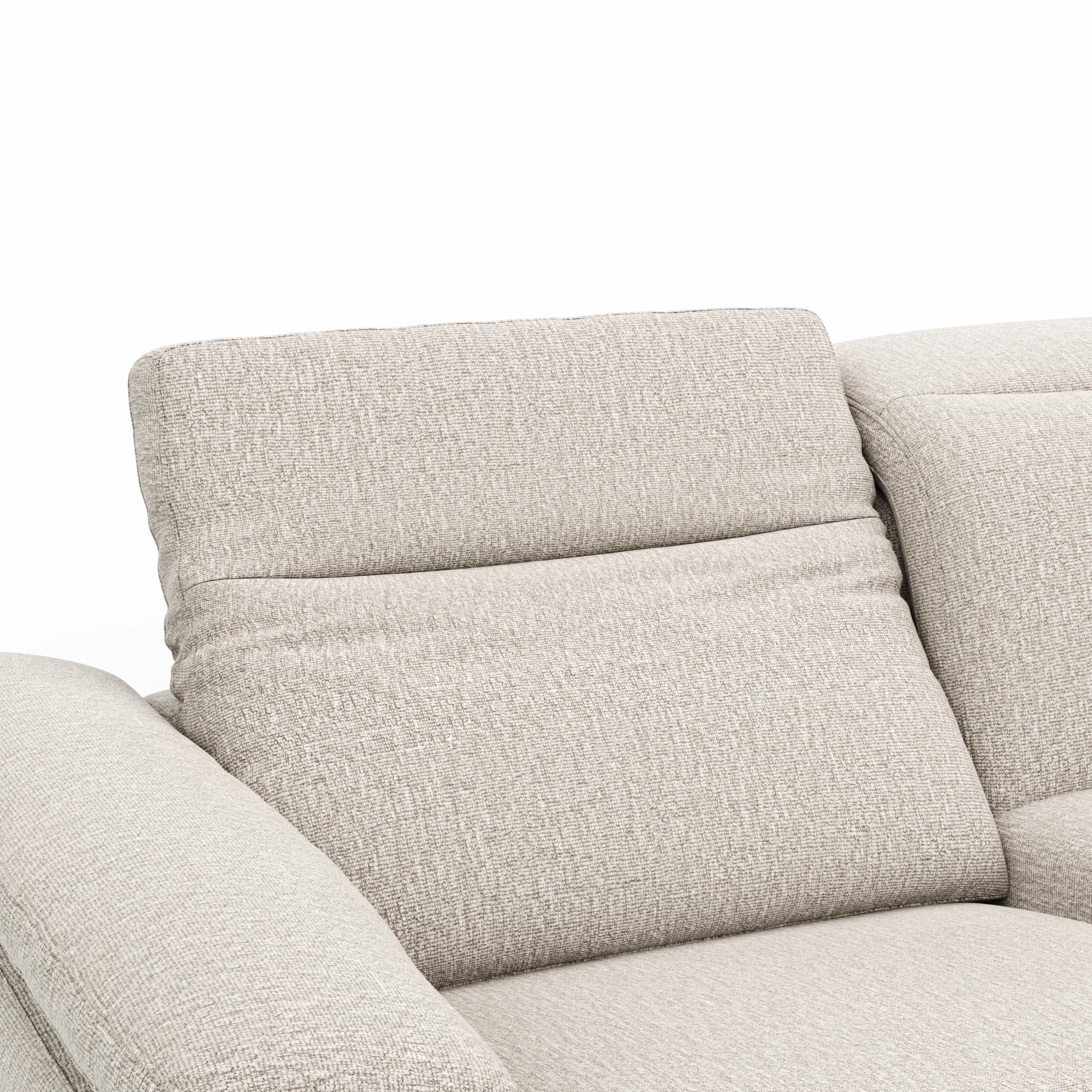 Sofa Rafaela 2.0 - 2,5-Sitzer inkl. 1x Relaxfunktion und Kopfteile verstellbar, Stoff, Champagner