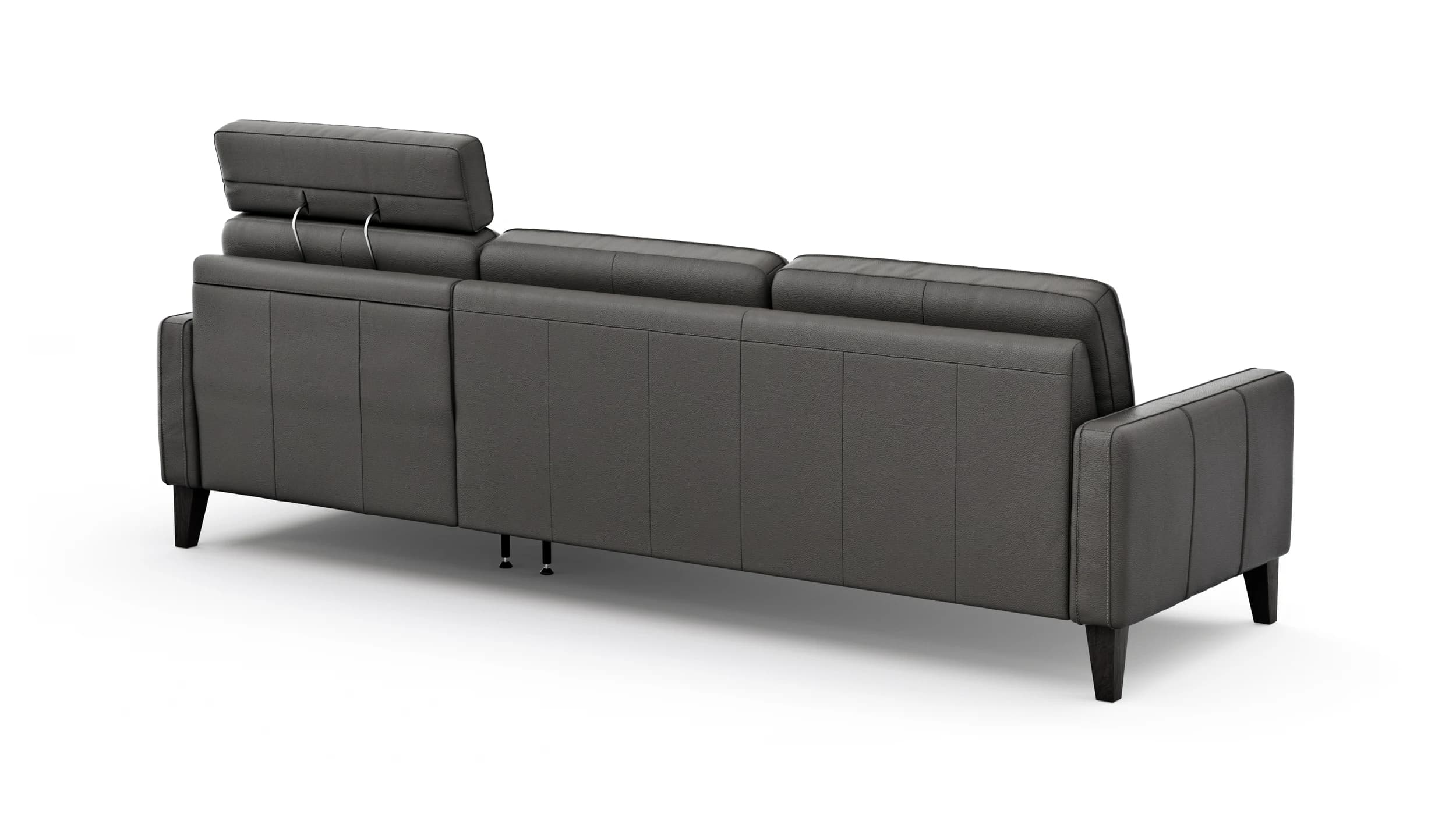 Ecksofa Matero - 2,5-Sitzer mit Longchair rechts inkl. Relaxfunktion motorisch, Leder, Anthrazit
