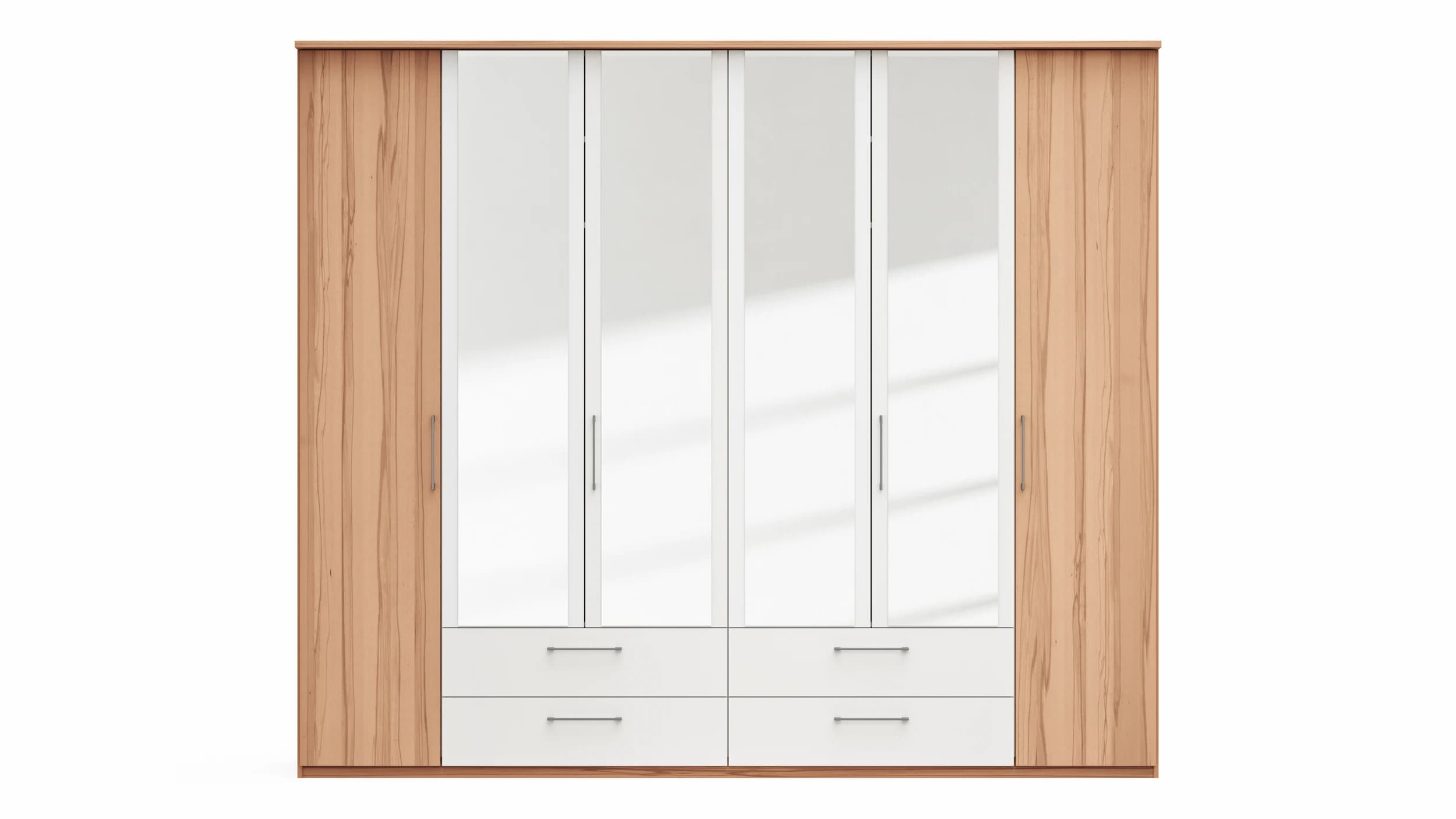 Drehtürenschrank Viana - B. ca. 270 cm, Furnier, Kernbuche, Weiß