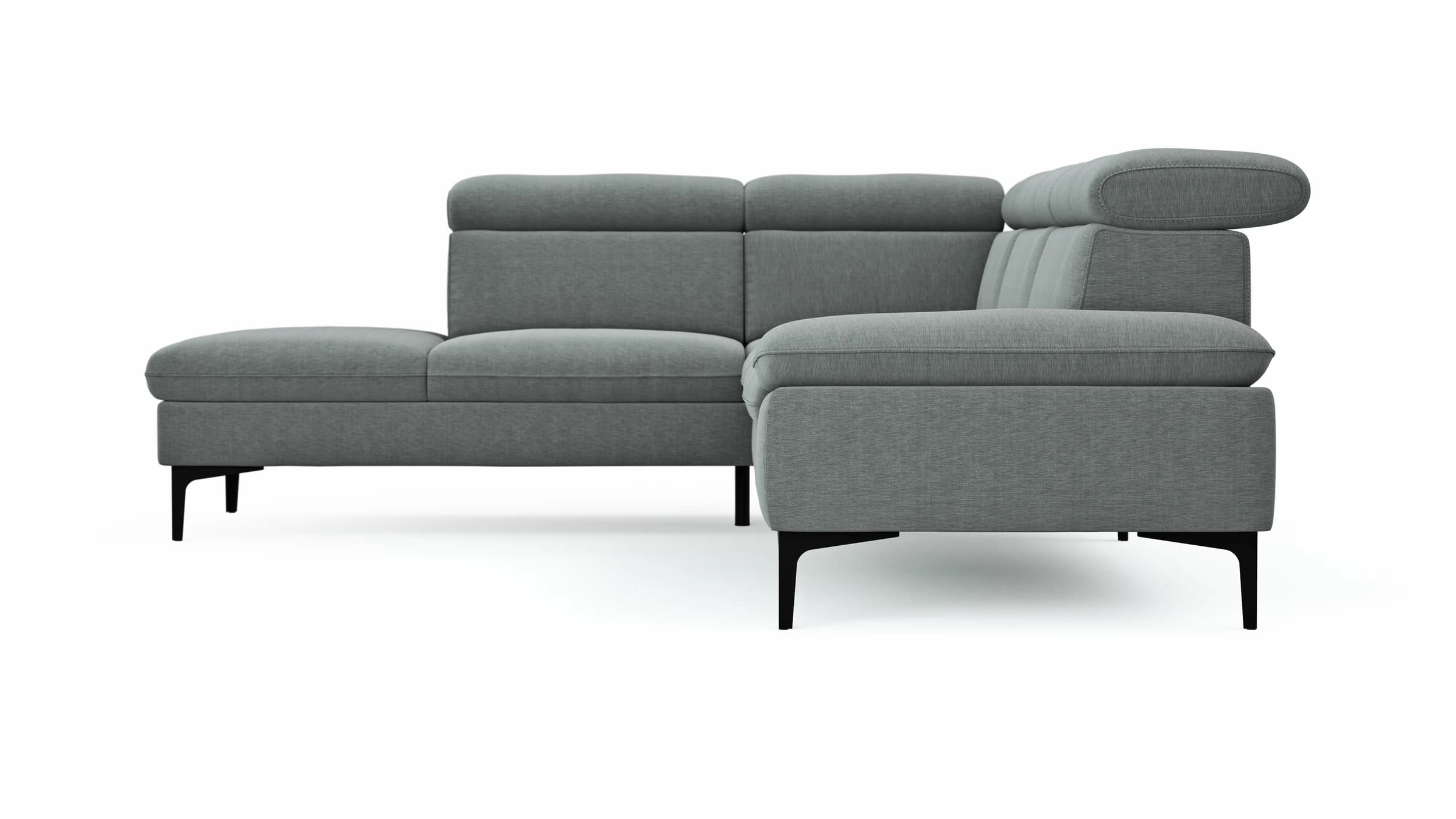Ecksofa Felipa - Ecke links mit 2,5-Sitzer inkl. Kopfteil verstellbar, Stoff, Grau