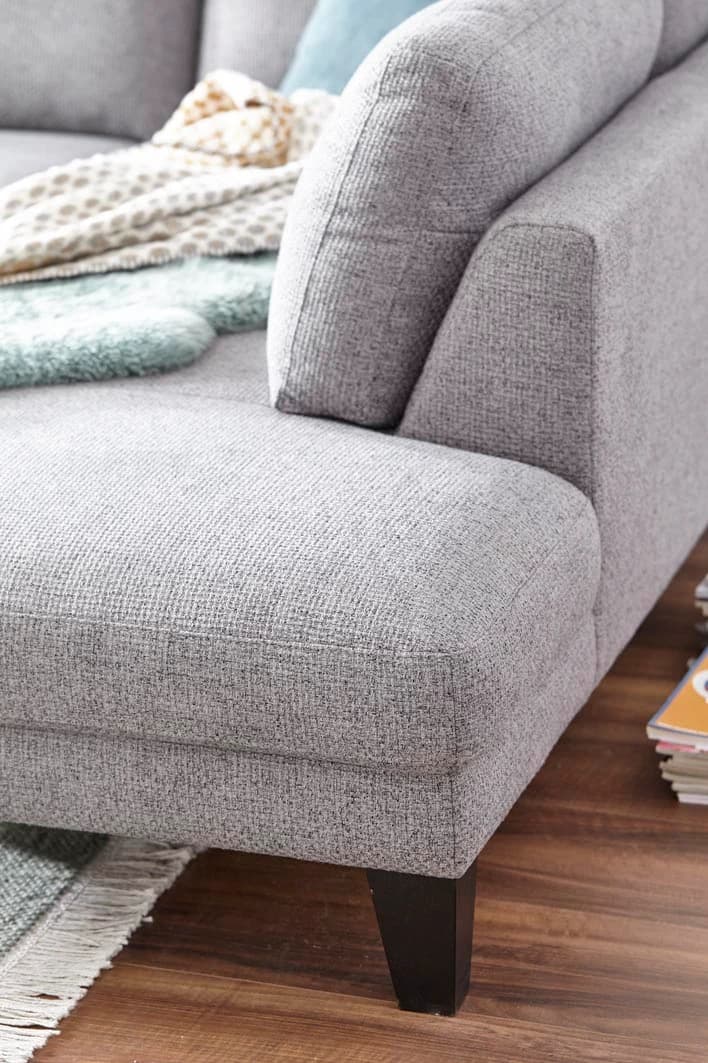 Ecksofa Oviedo - 2,5-Sitzer mit Ecke rechts, Stoff, Grau