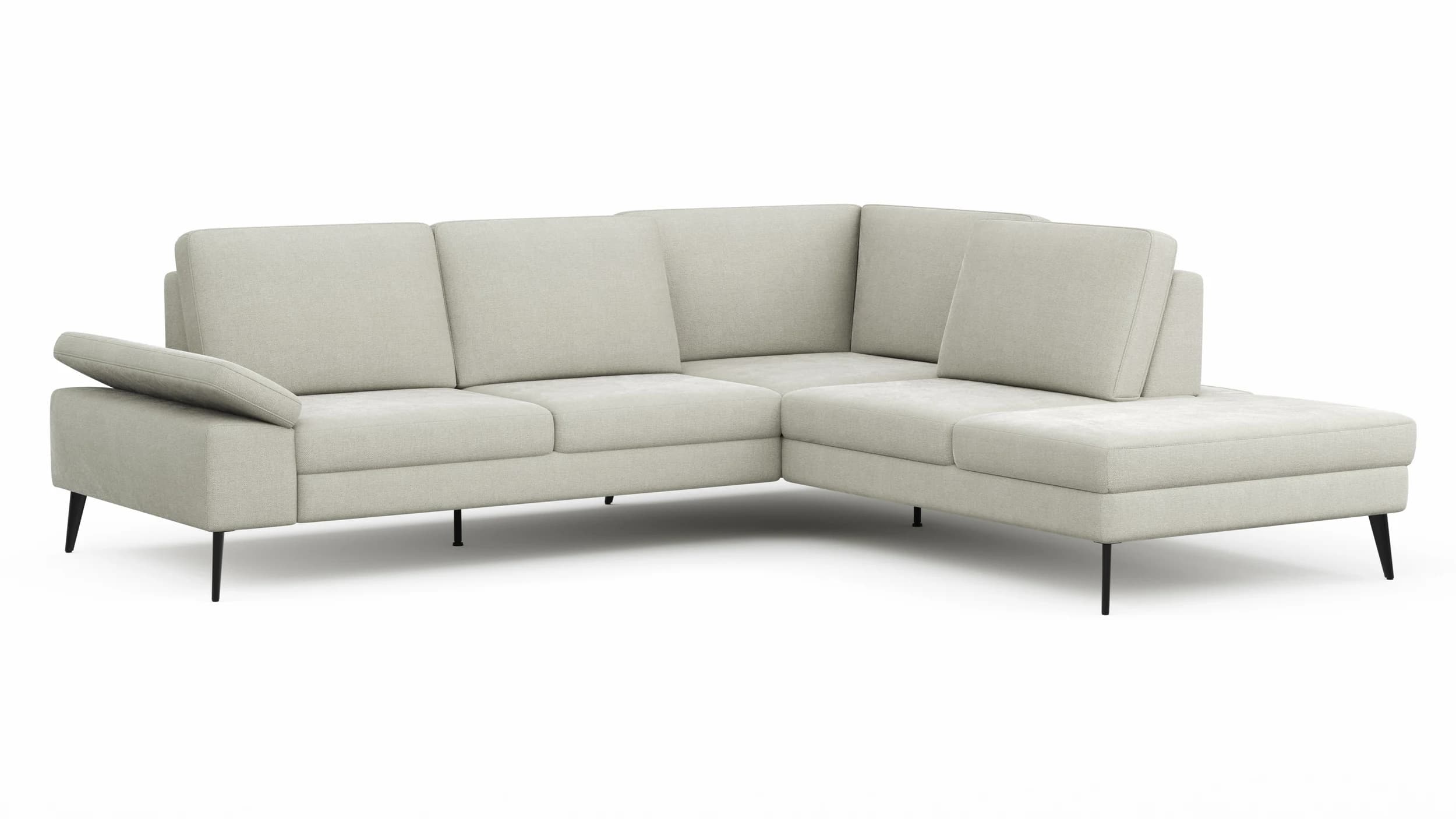 Ecksofa Houston - 2,5-Sitzer, Eckelement und 1-Sitzer mit Abschlussteil rechts,  inkl. Sitztiefenverstellung und Armlehne klappbar, Stoff, Natur