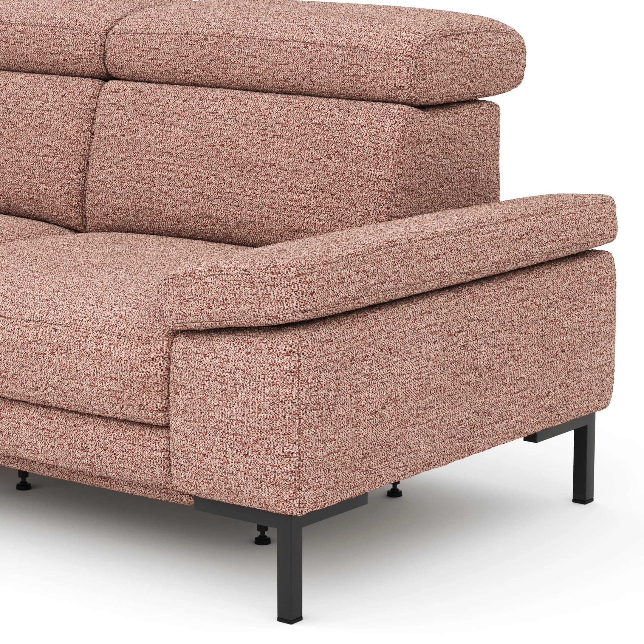 Ecksofa Hudson - Ecke links mit 2,5-Sitzer, inkl. Kopfteil/Armlehne verstellbar und Sitzvorzug/Relaxfunktion (motorisch), Stoff, Kupfer