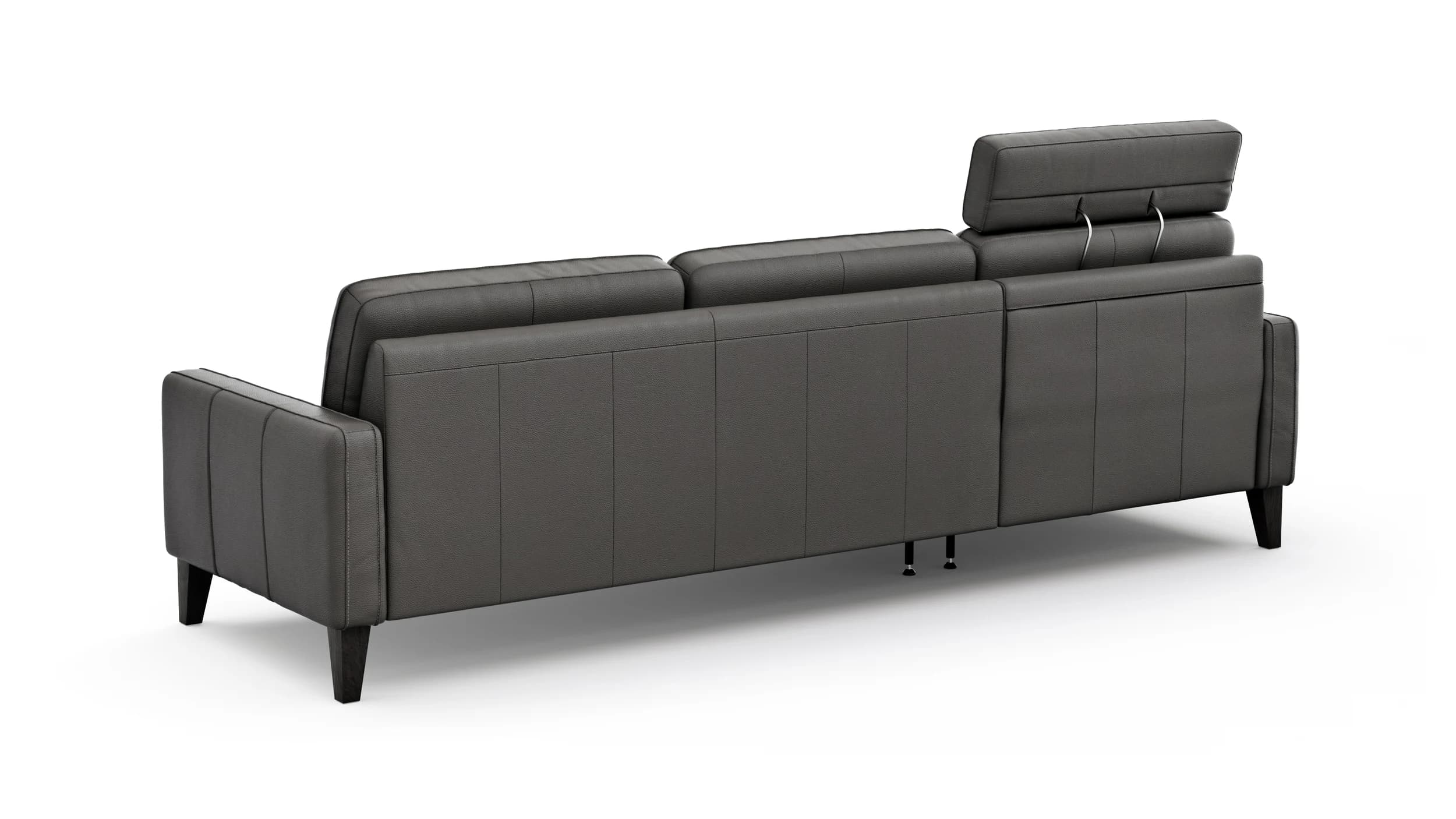 Ecksofa Matero - Longchair mit 2,5-Sitzer rechts inkl. Relaxfunktion motorisch, Leder, Anthrazit